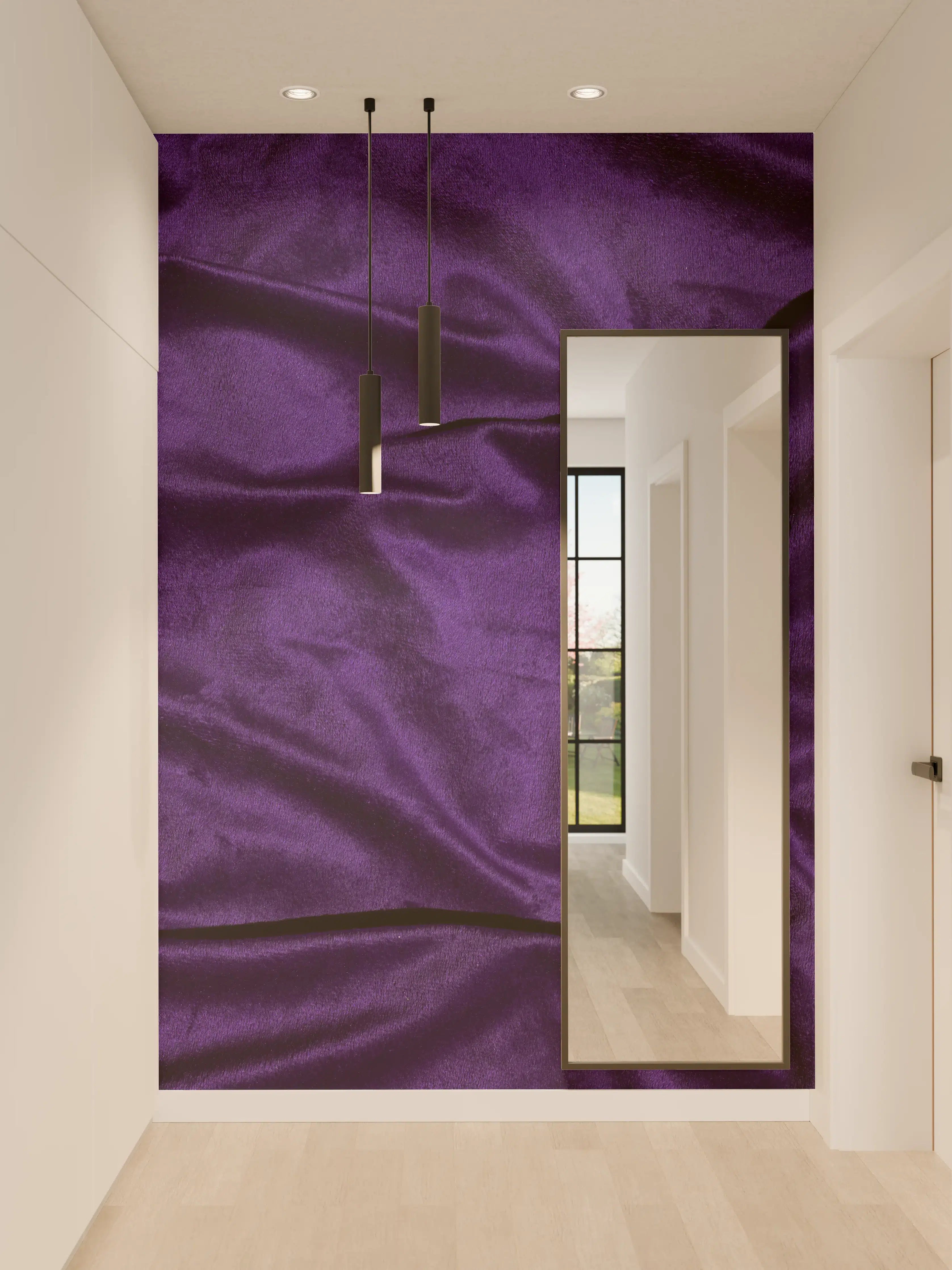 Wandverkleidung Flur - Lila Satin Seide