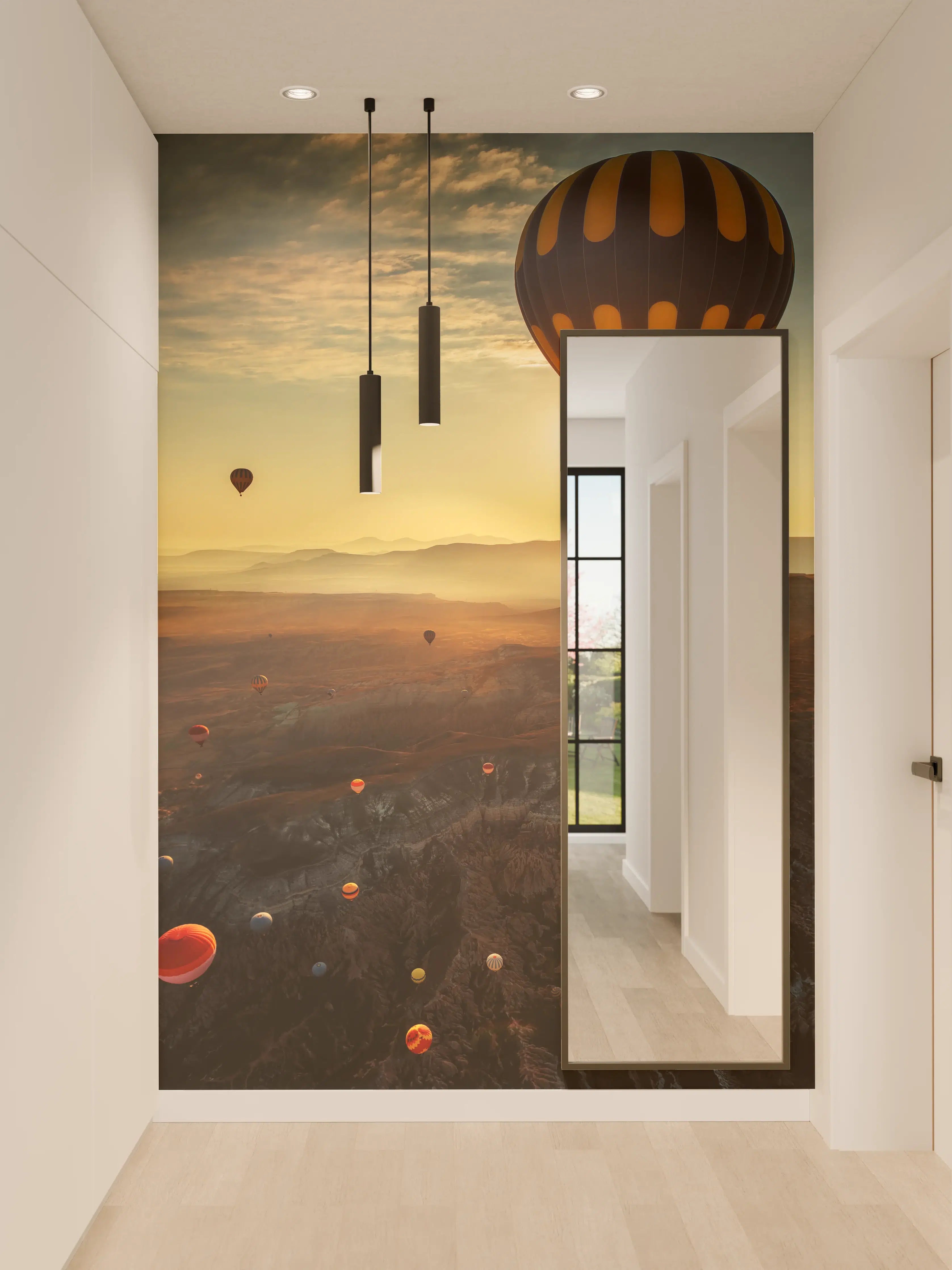 Wandverkleidung Flur - Luftballonfahrt bei Sonnenaufgang