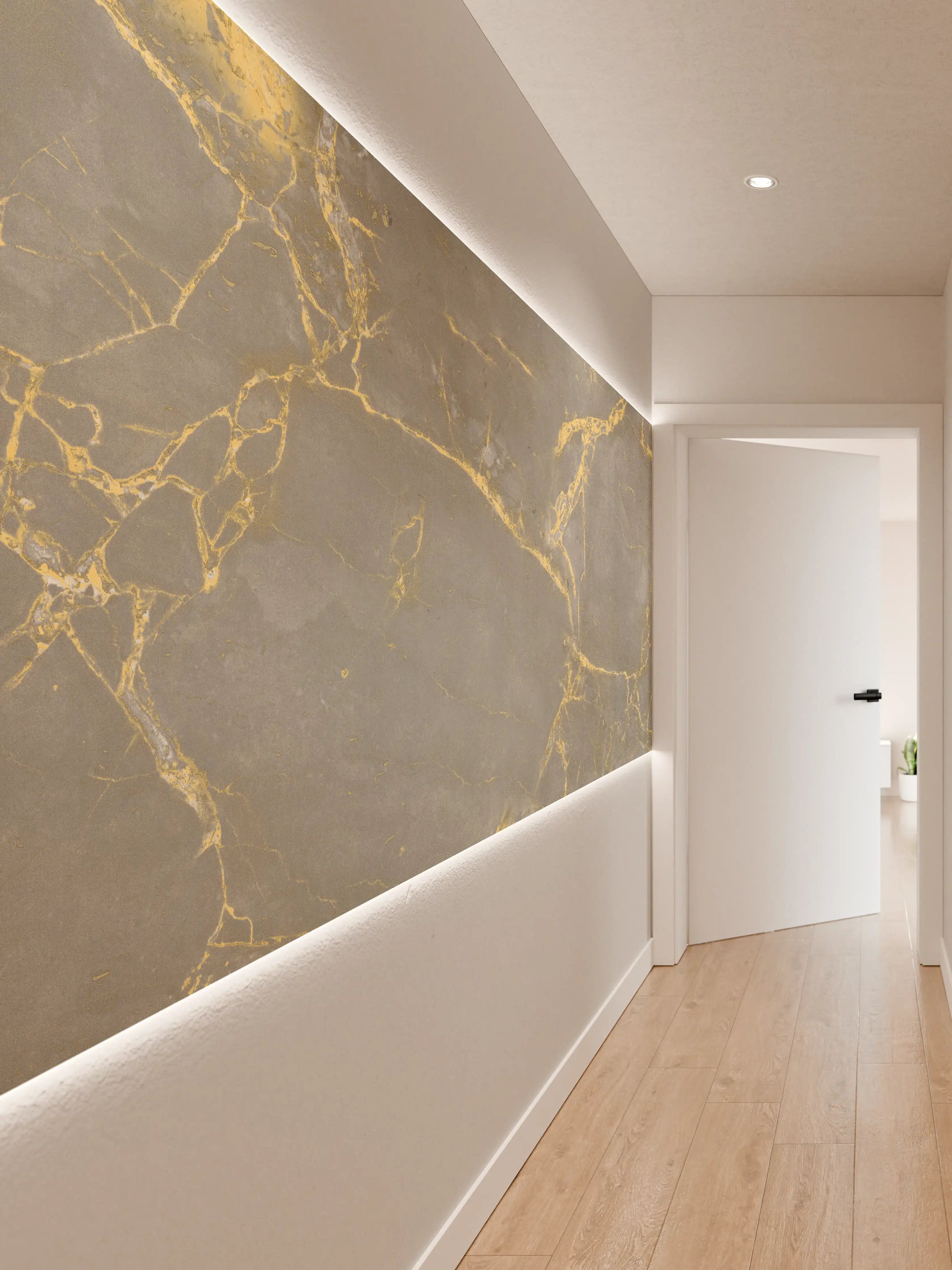 Wandverkleidung Flur - Luxuriöse Goldmarmor-Textur