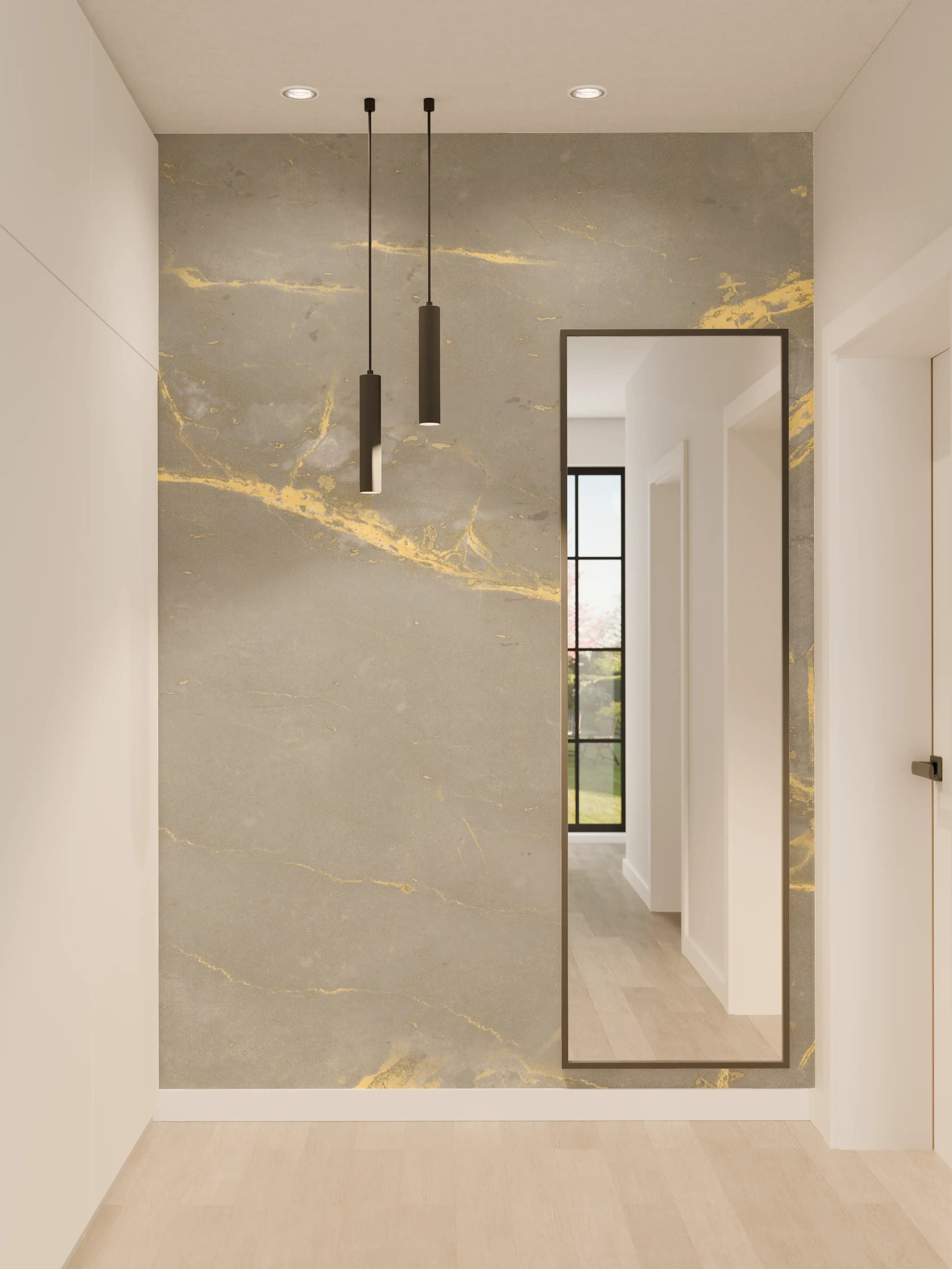 Wandverkleidung Flur - Luxuriöse Goldmarmor-Textur