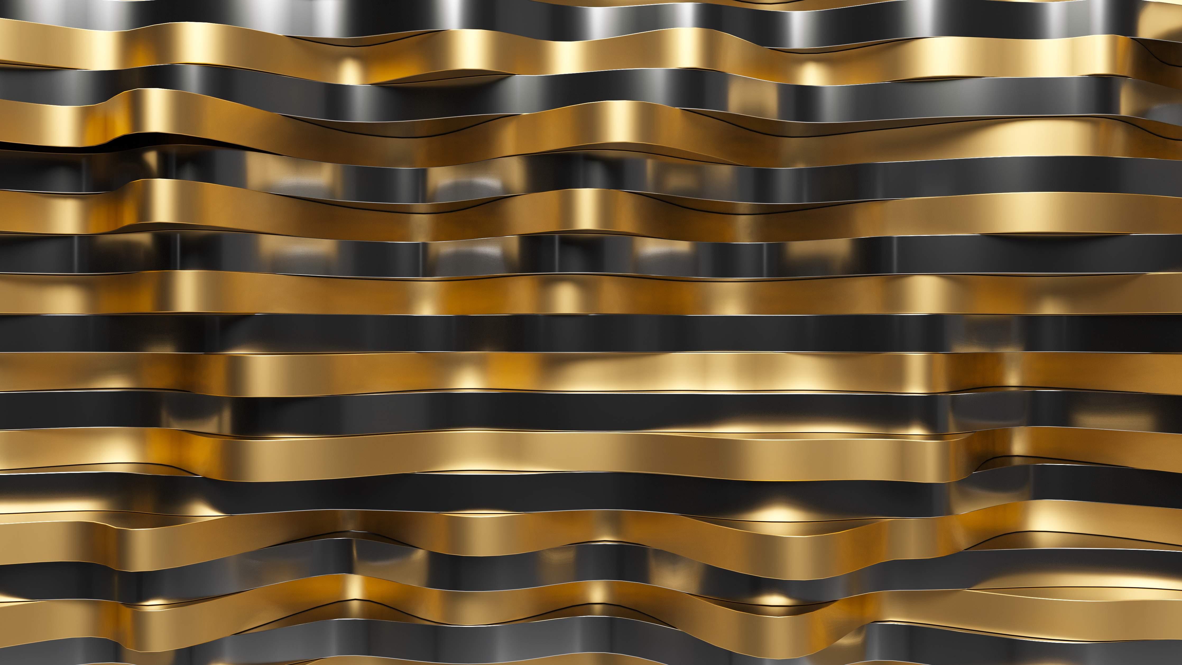 Wandverkleidung Flur-Luxuriöse gold-schwarze Metall-Oberfläche mit Wellenmuster