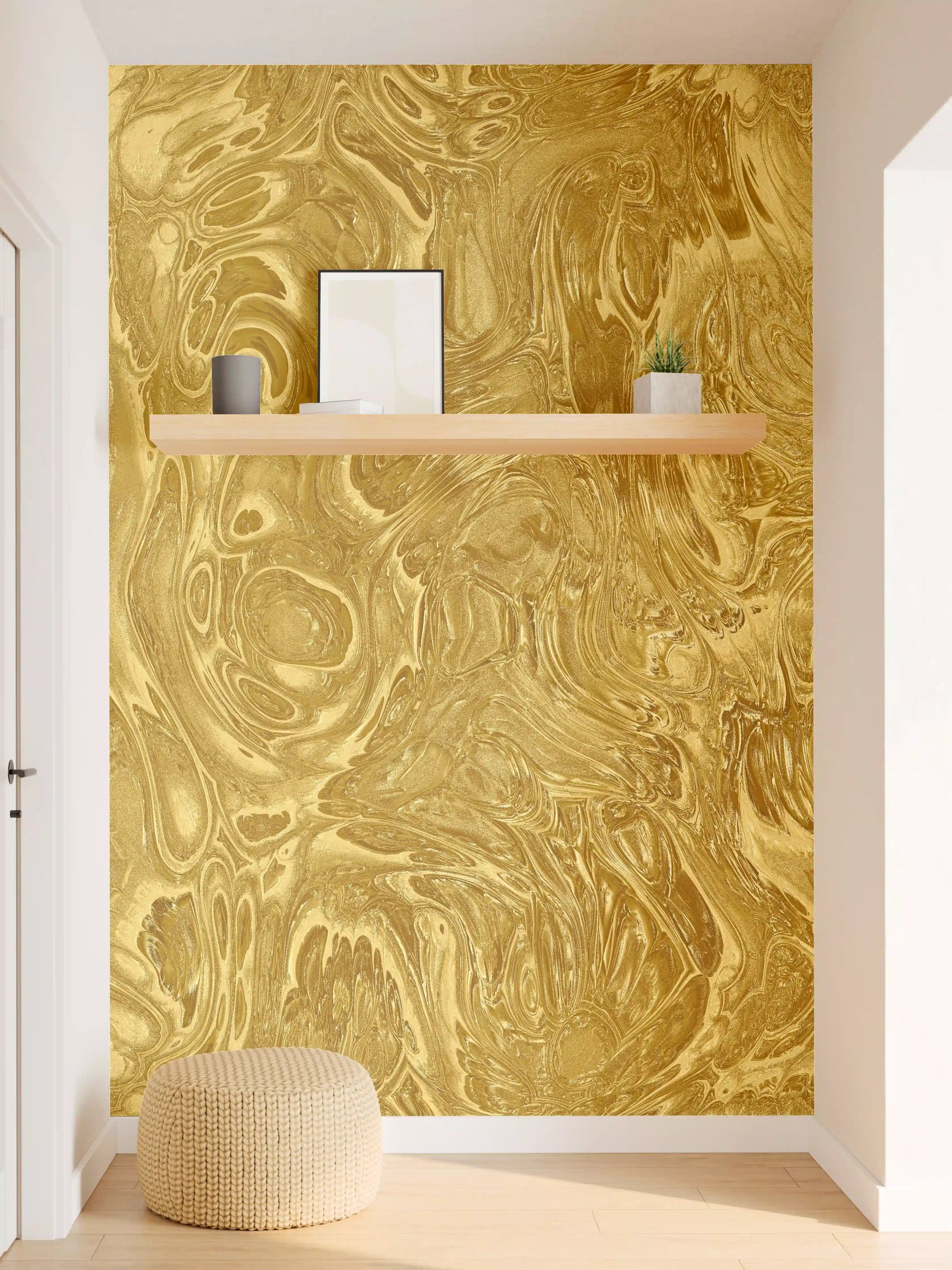 Wandverkleidung Flur - Luxus Goldmarmor Wandgestaltung