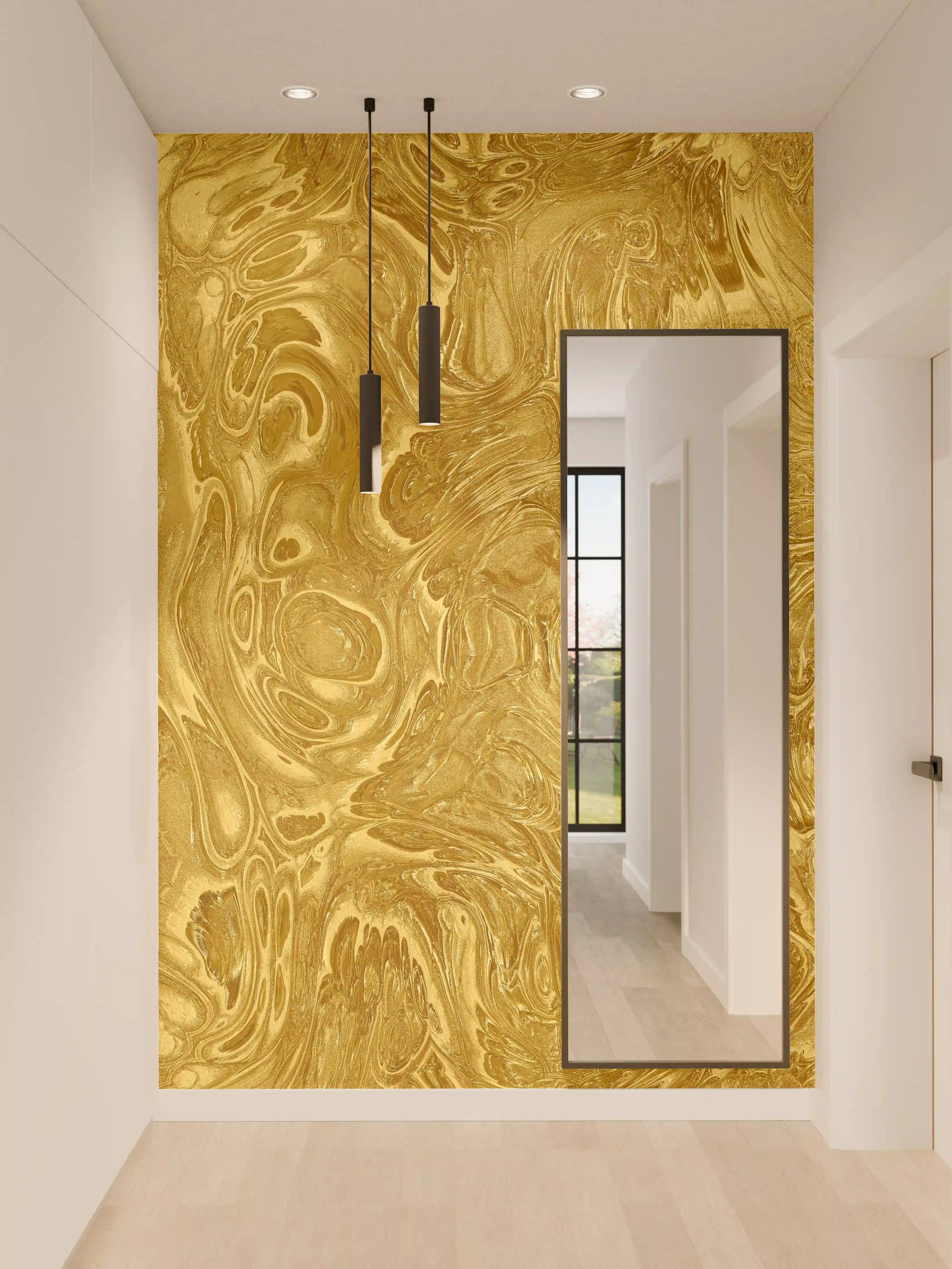 Wandverkleidung Flur - Luxus Goldmarmor Wandgestaltung