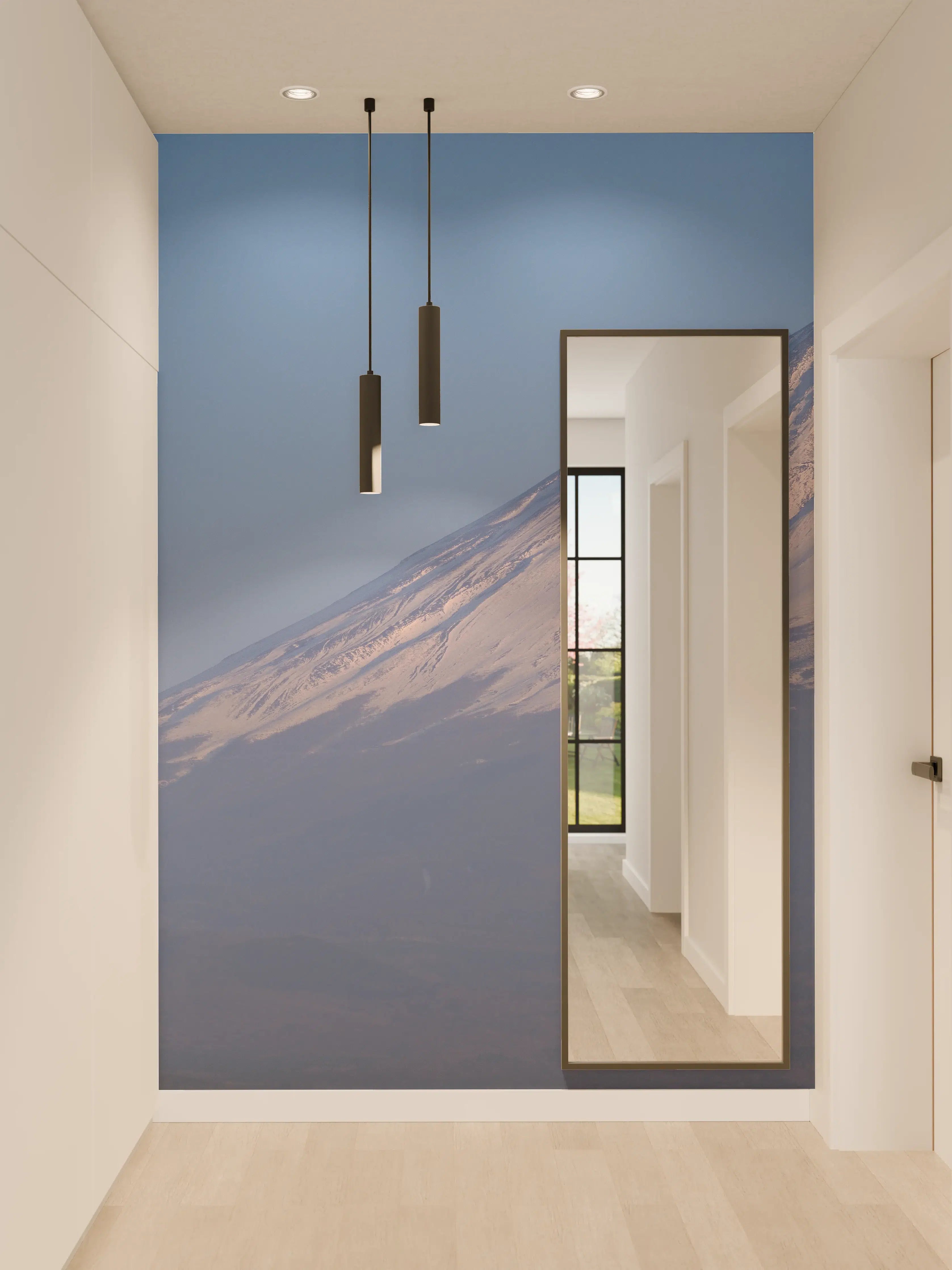 Wandverkleidung Flur - Majestätischer Blick auf den Mount Fuji bei Sonnenuntergang