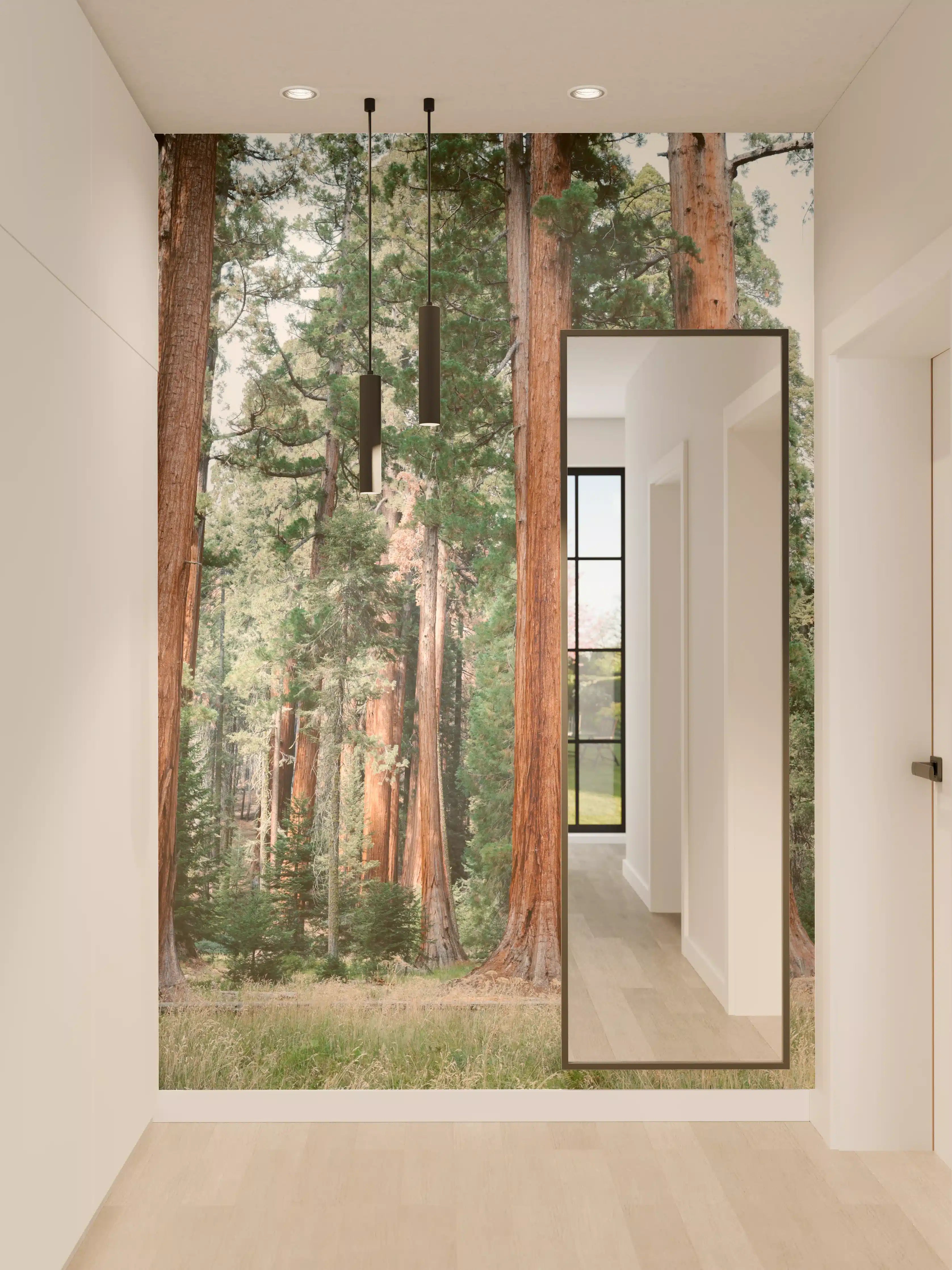 Wandverkleidung Flur - Majestätischer Wald mit alten Sequoia-Bäumen
