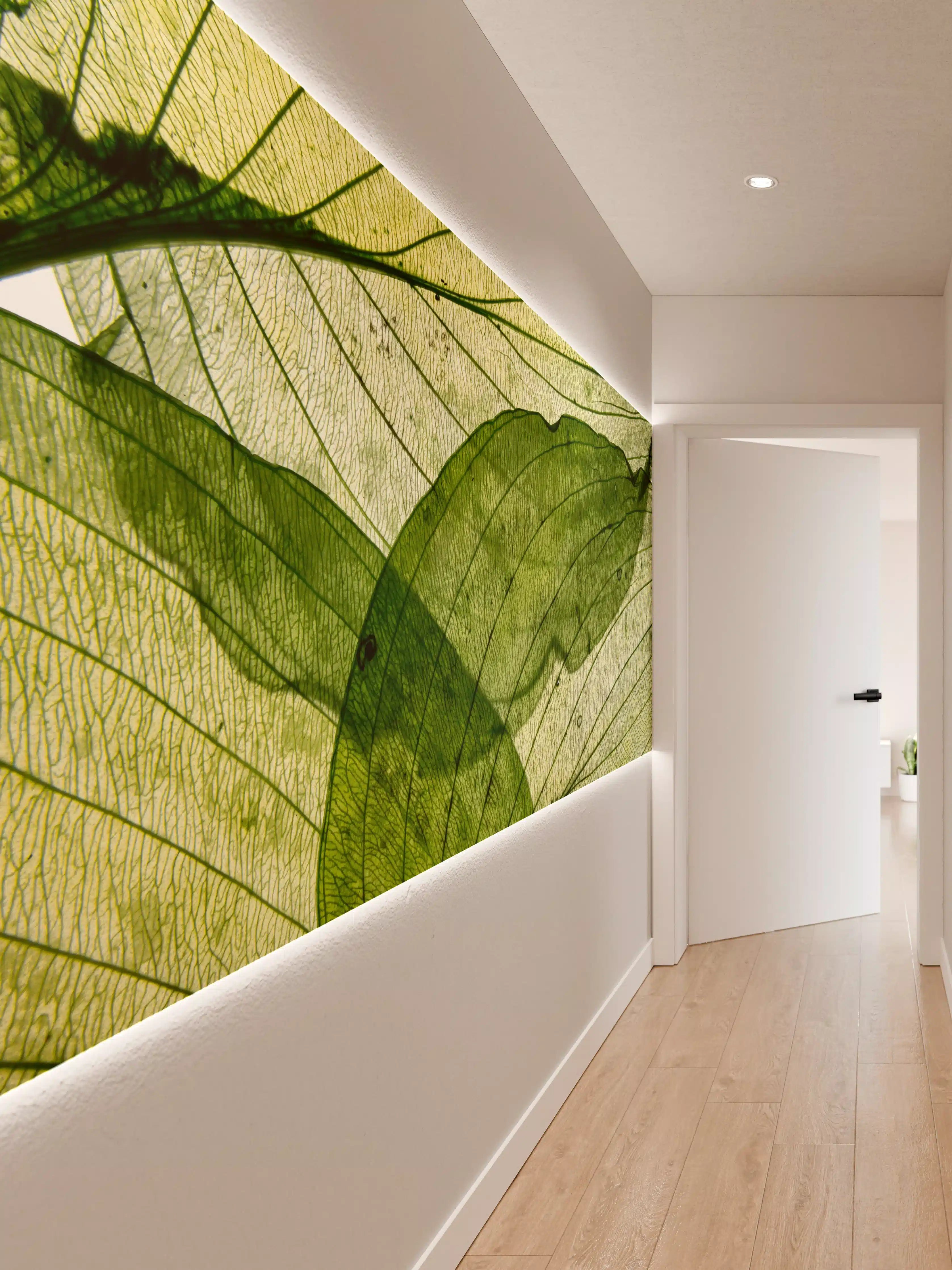 Wandverkleidung Flur - Makrotextur von herbstlich getrockneten Blättern