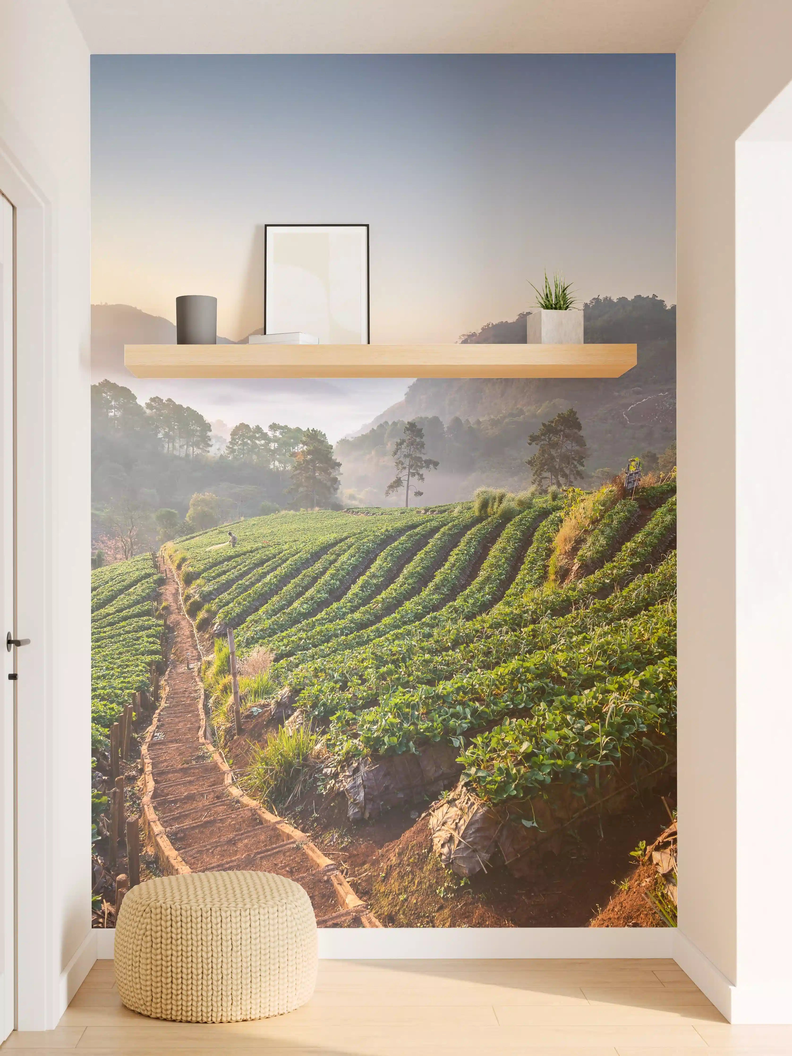 Wandverkleidung Flur - Malerei-Landschaft des Sonnenaufgangs in den Bergen