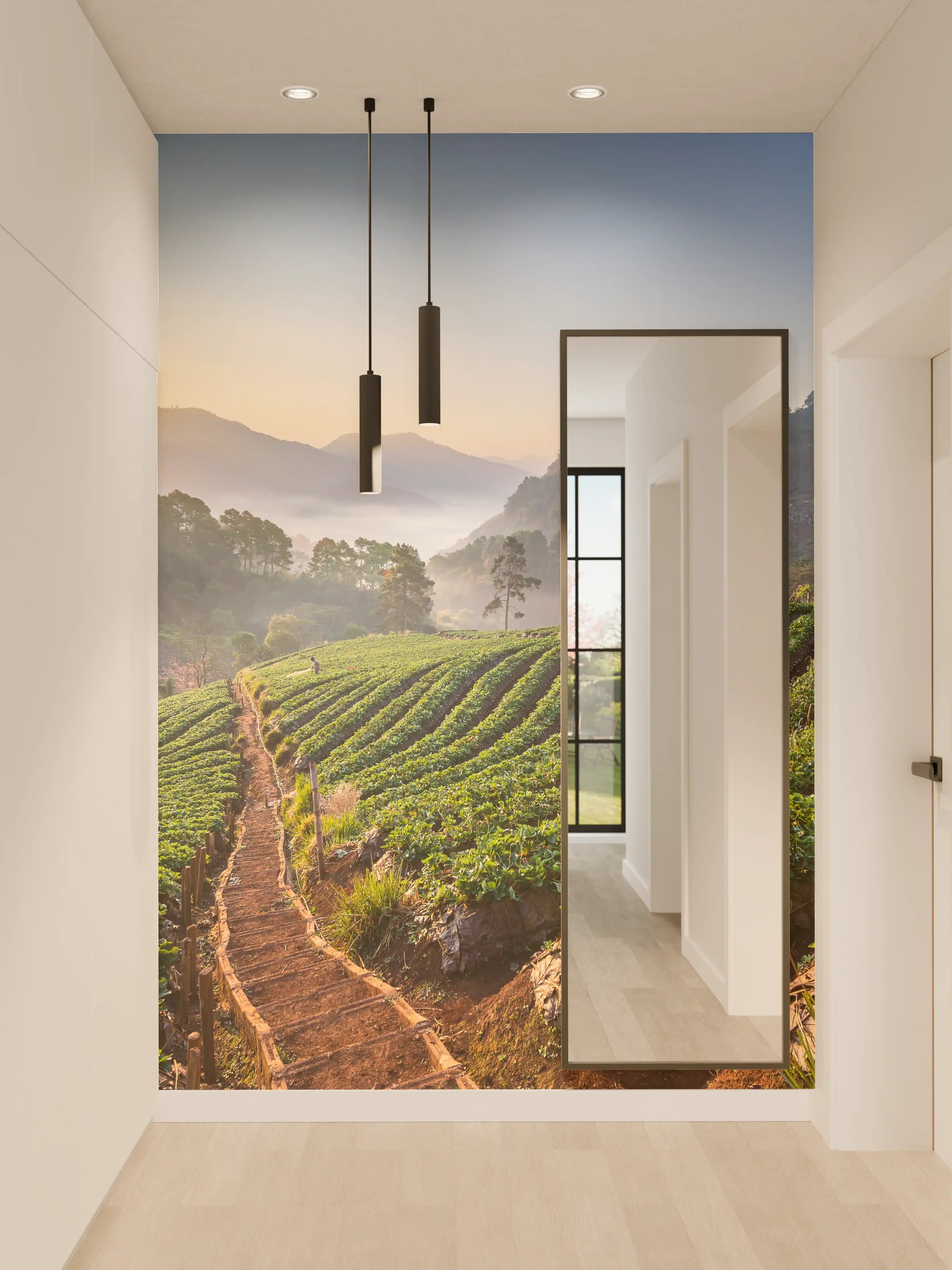 Wandverkleidung Flur - Malerei-Landschaft des Sonnenaufgangs in den Bergen