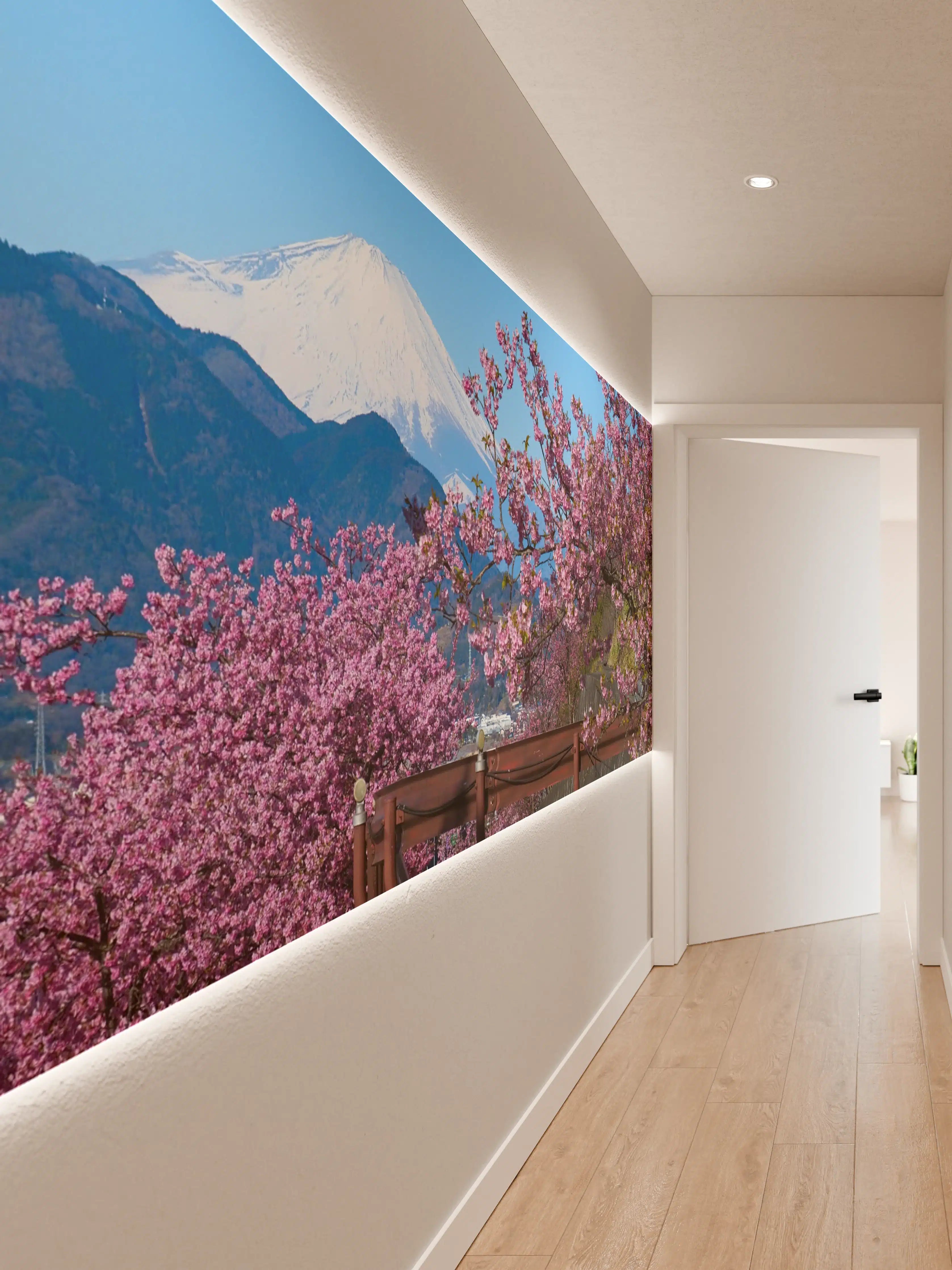 Wandverkleidung Flur - Malerei-Wasserfall mit Bergen und Natur