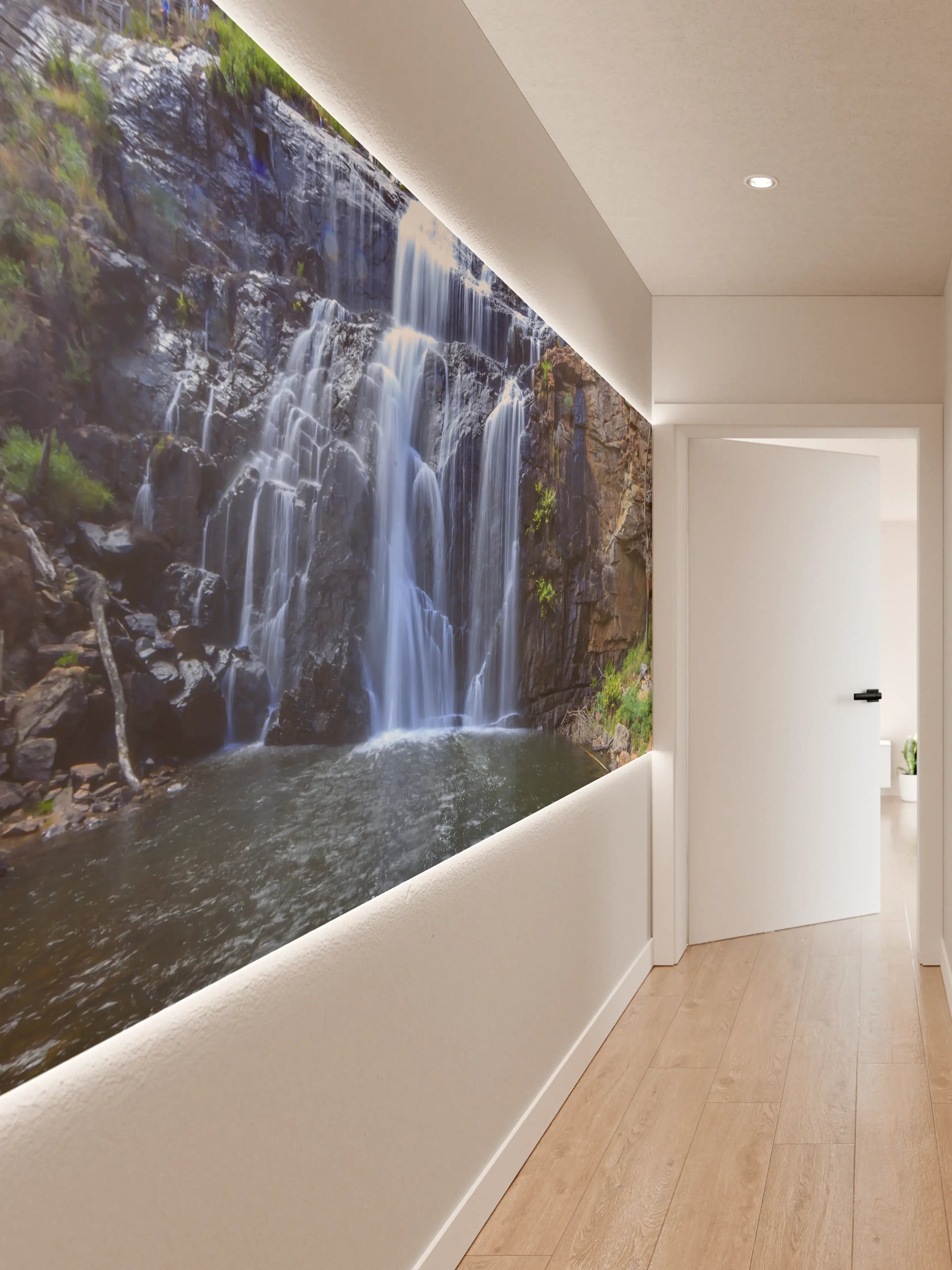 Wandverkleidung Flur - Malerei mit Wasserfall-Motiv
