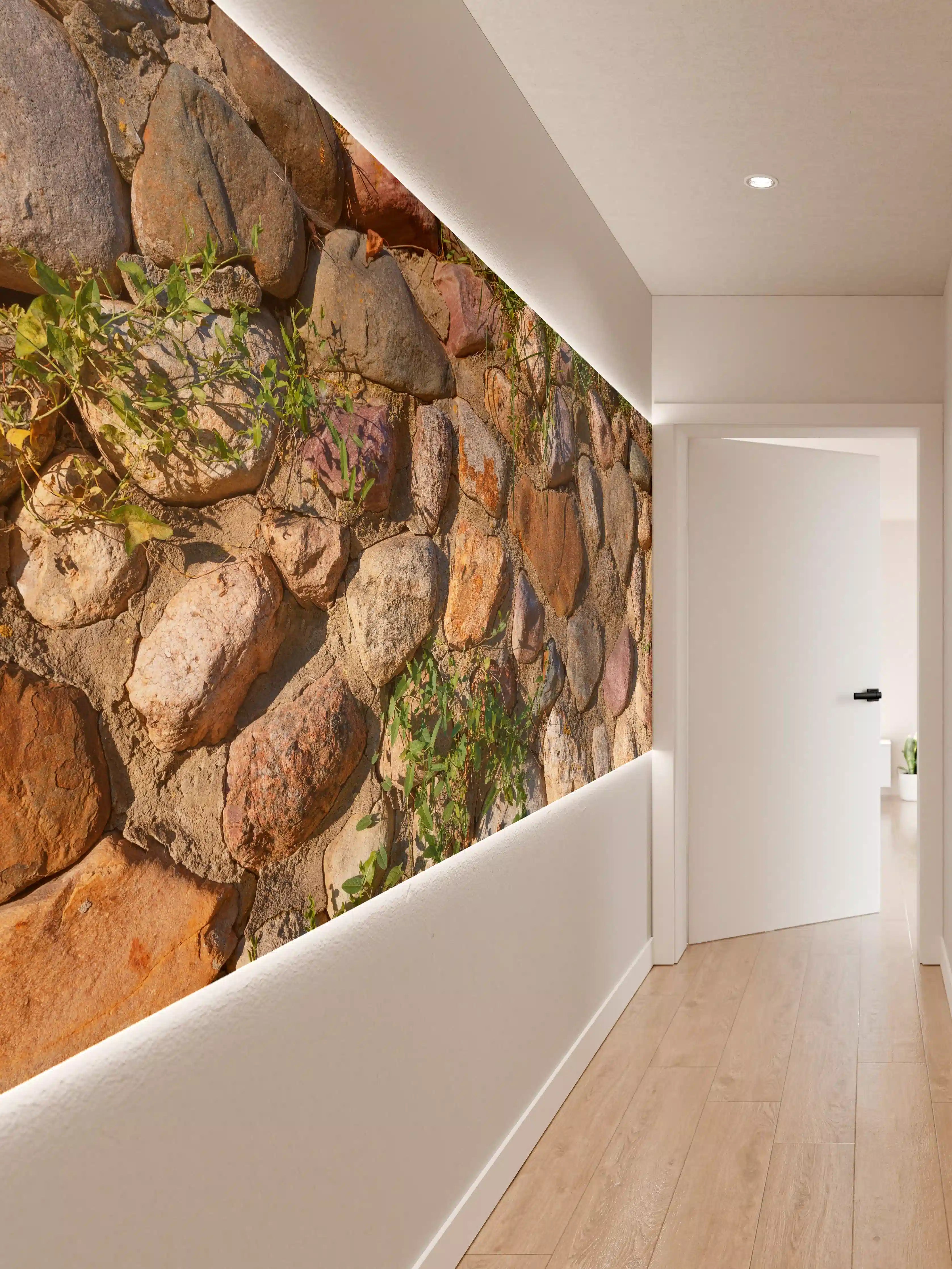 Wandverkleidung Flur - Malerische Steine und Pflanzen