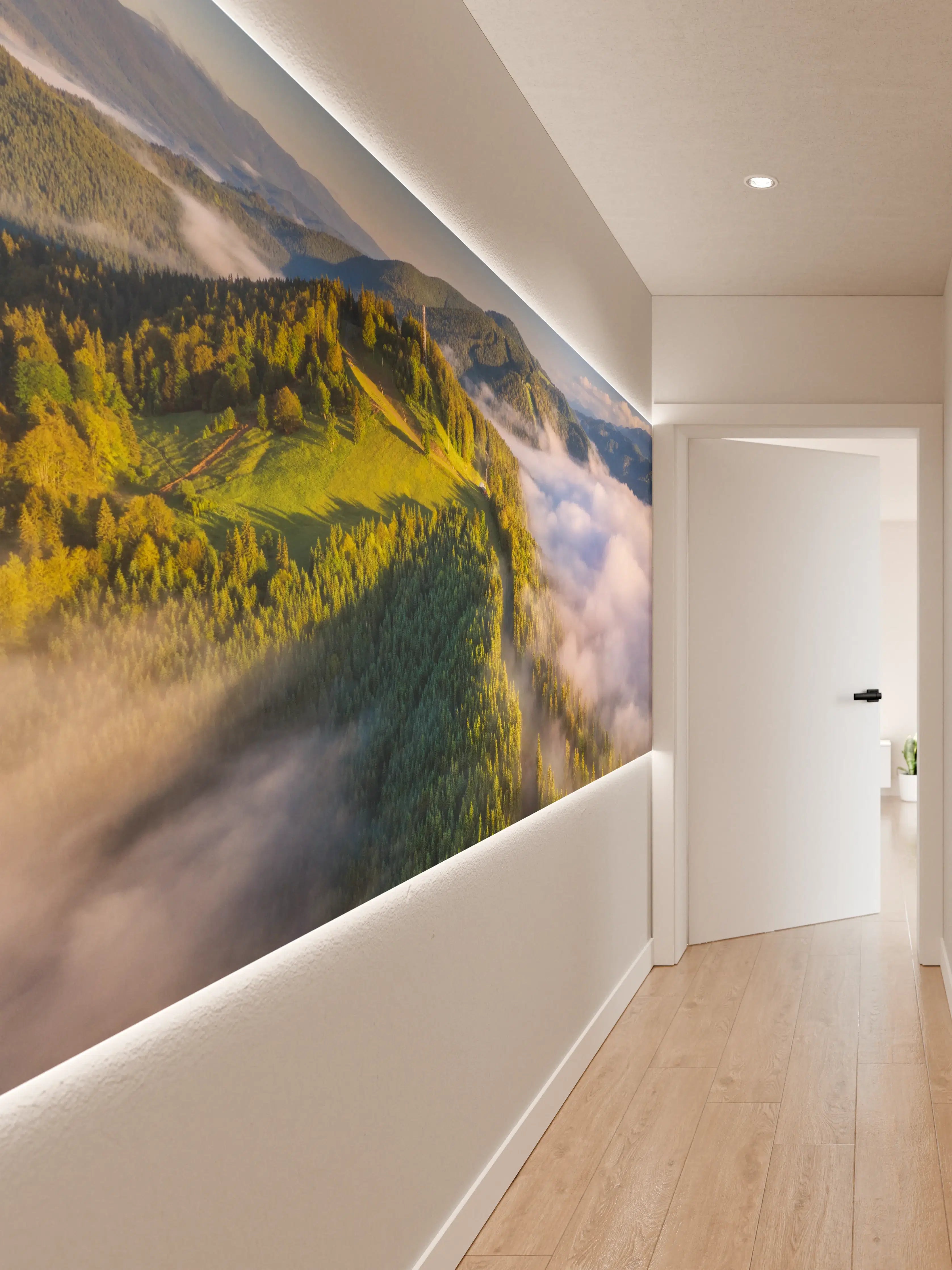 Wandverkleidung Flur - Malerischer Ausblick auf die Berge im Morgenlicht
