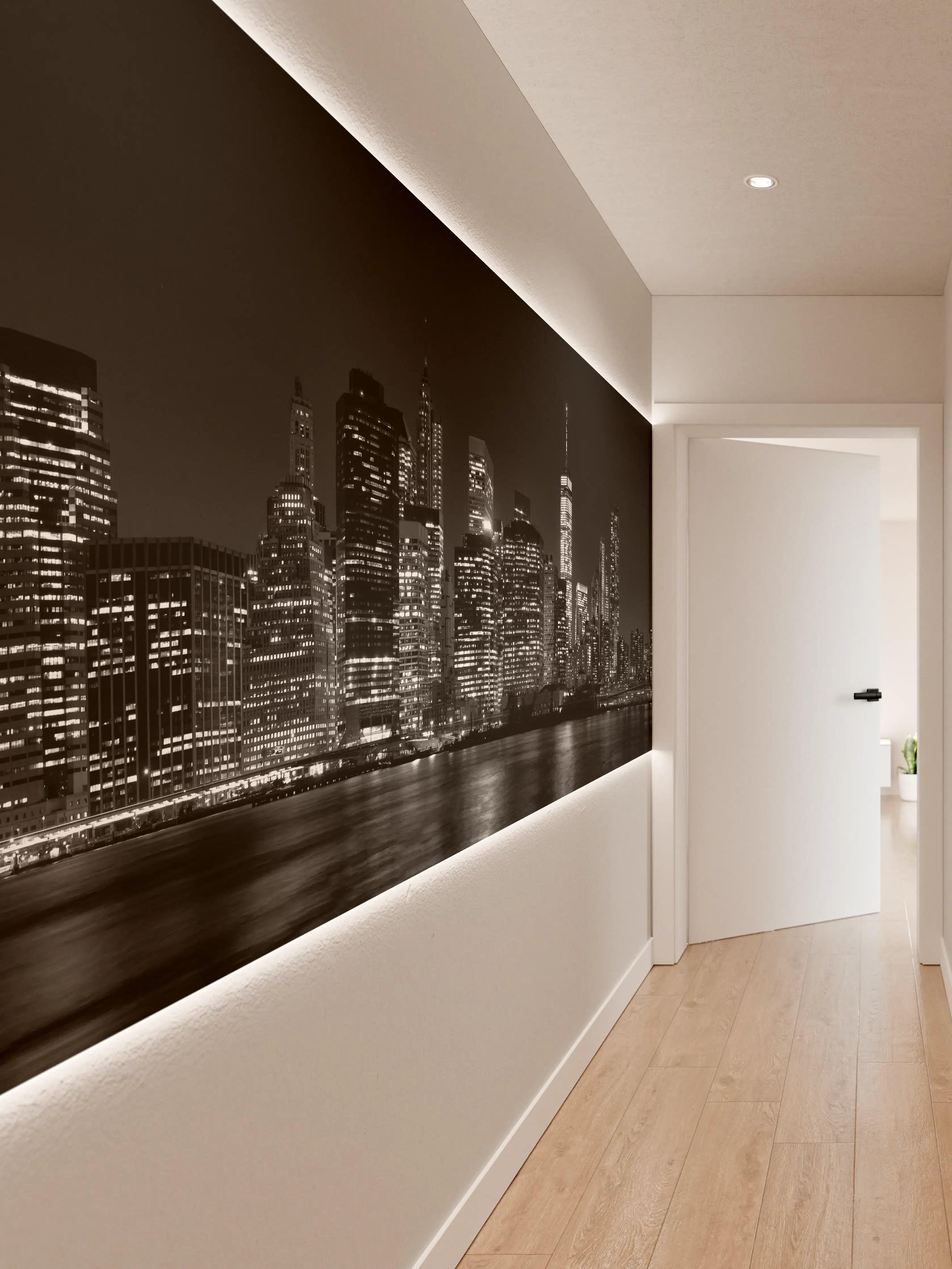 Wandverkleidung Flur - Manhattan Skyline Schwarz-Weiß