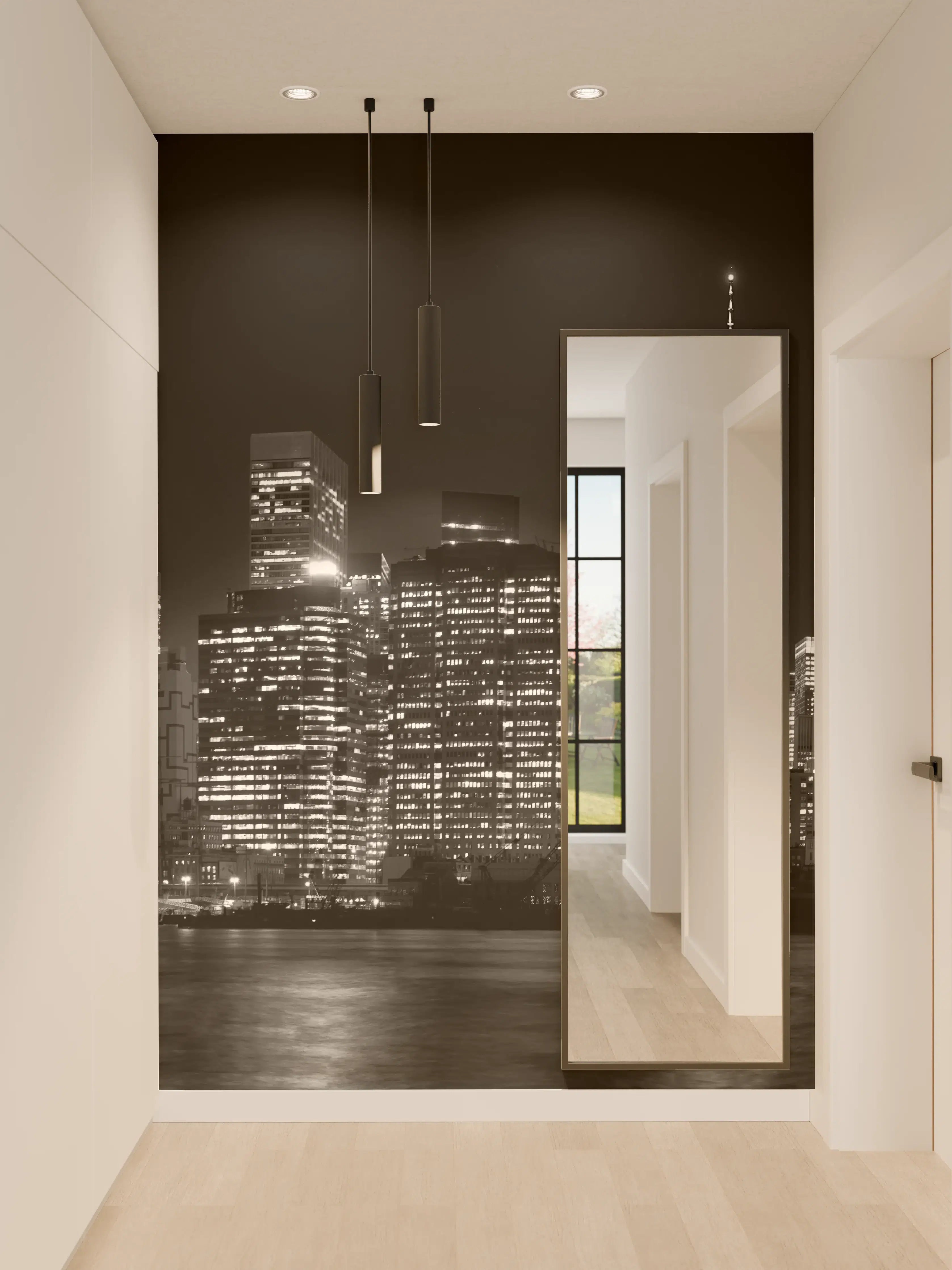 Wandverkleidung Flur - Manhattan Skyline Schwarz-Weiß