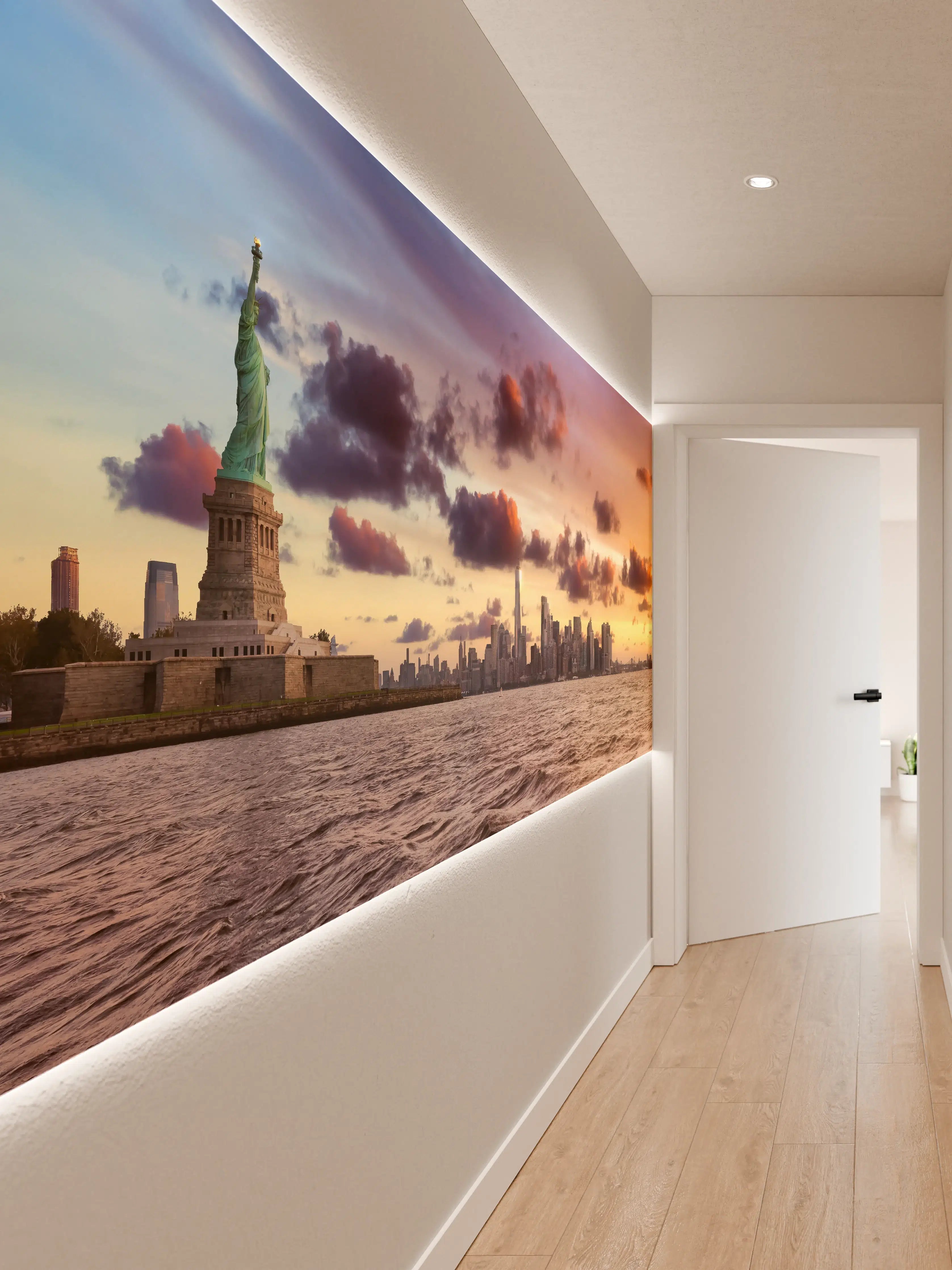 Wandverkleidung Flur - Manhattan Skyline Sonnenuntergang