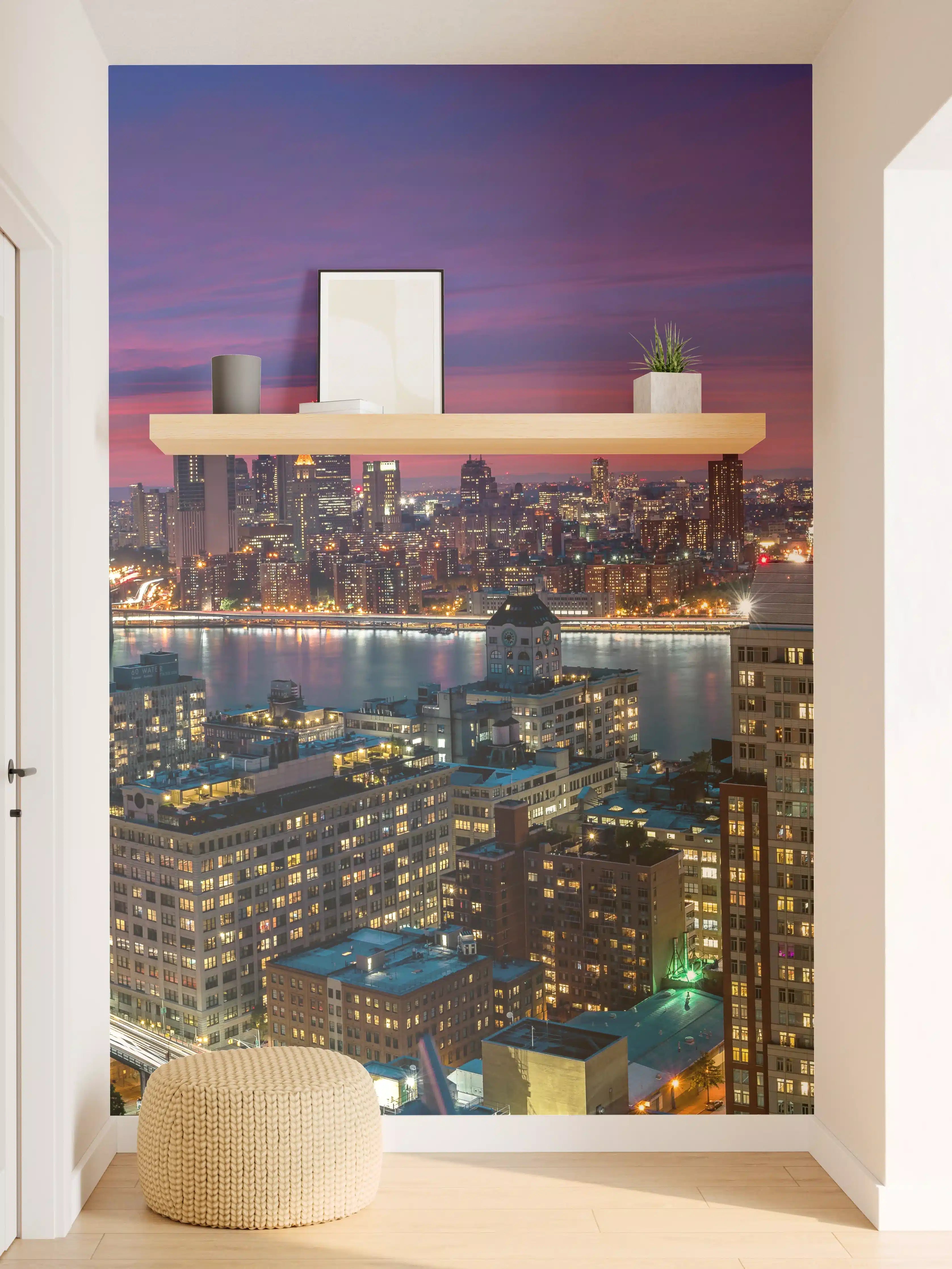 Wandverkleidung Flur - Manhattan Skyline bei Dämmerung