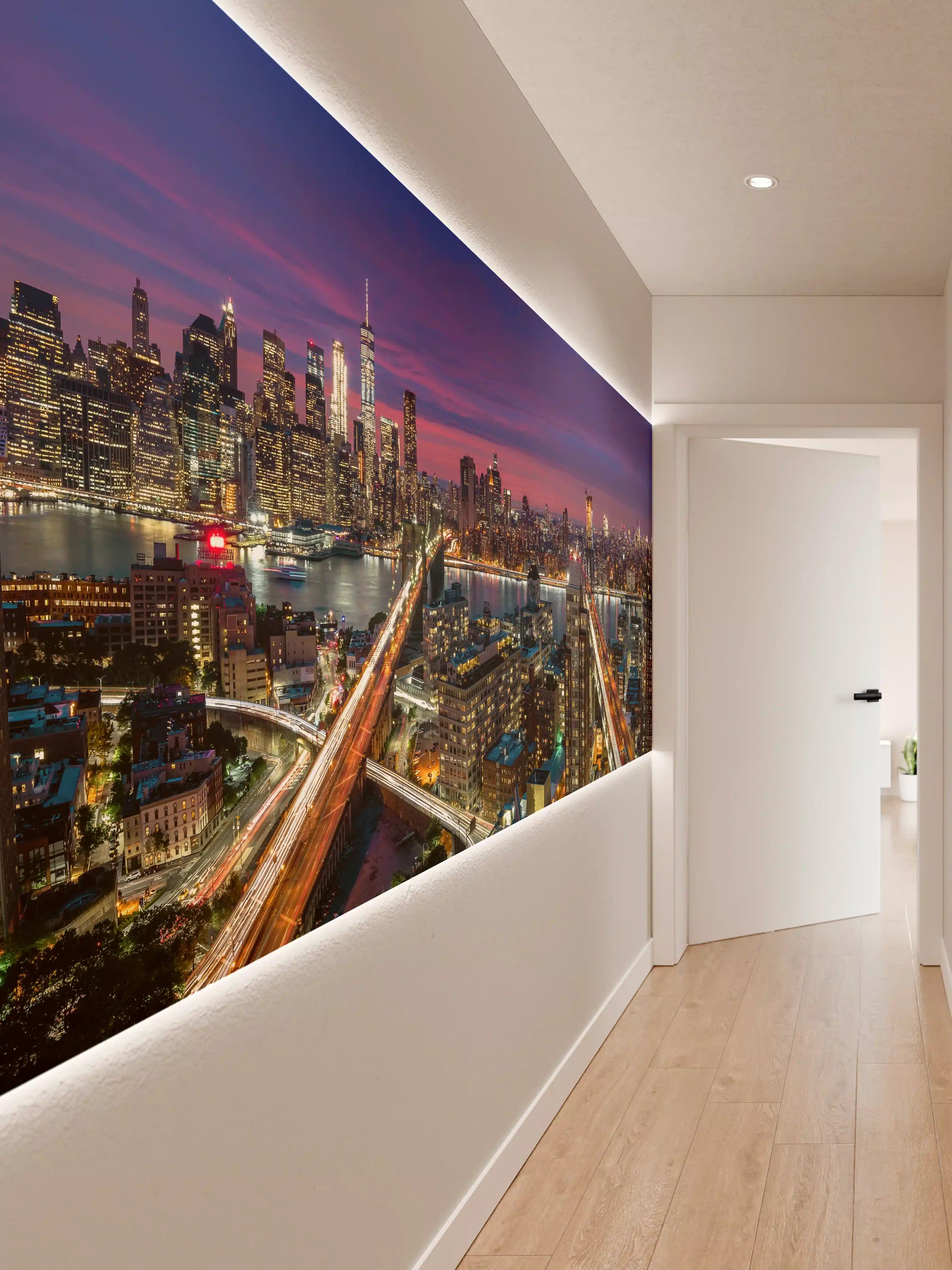 Wandverkleidung Flur - Manhattan Skyline bei Dämmerung