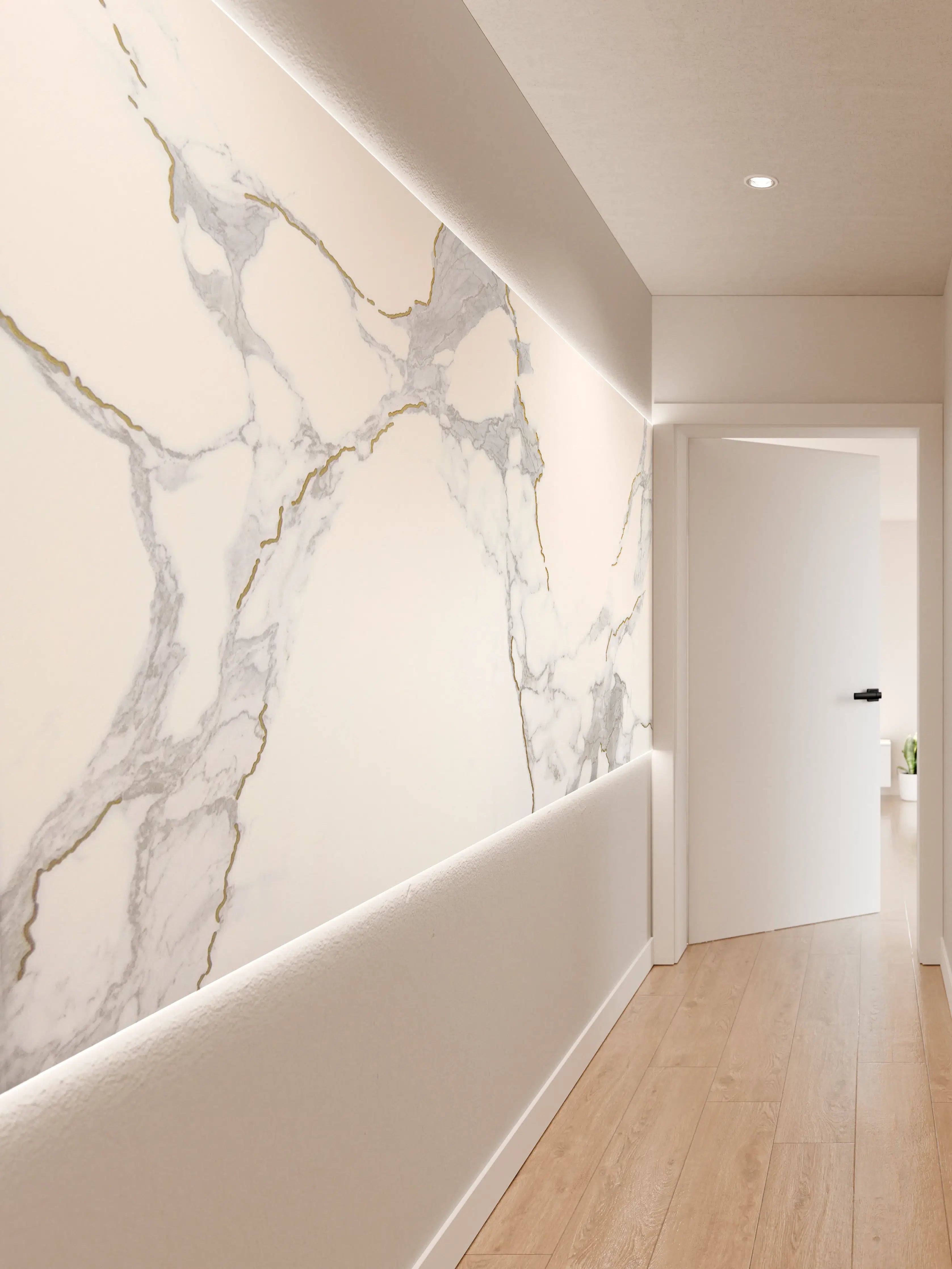 Wandverkleidung Flur - Marble White and Gray Texture