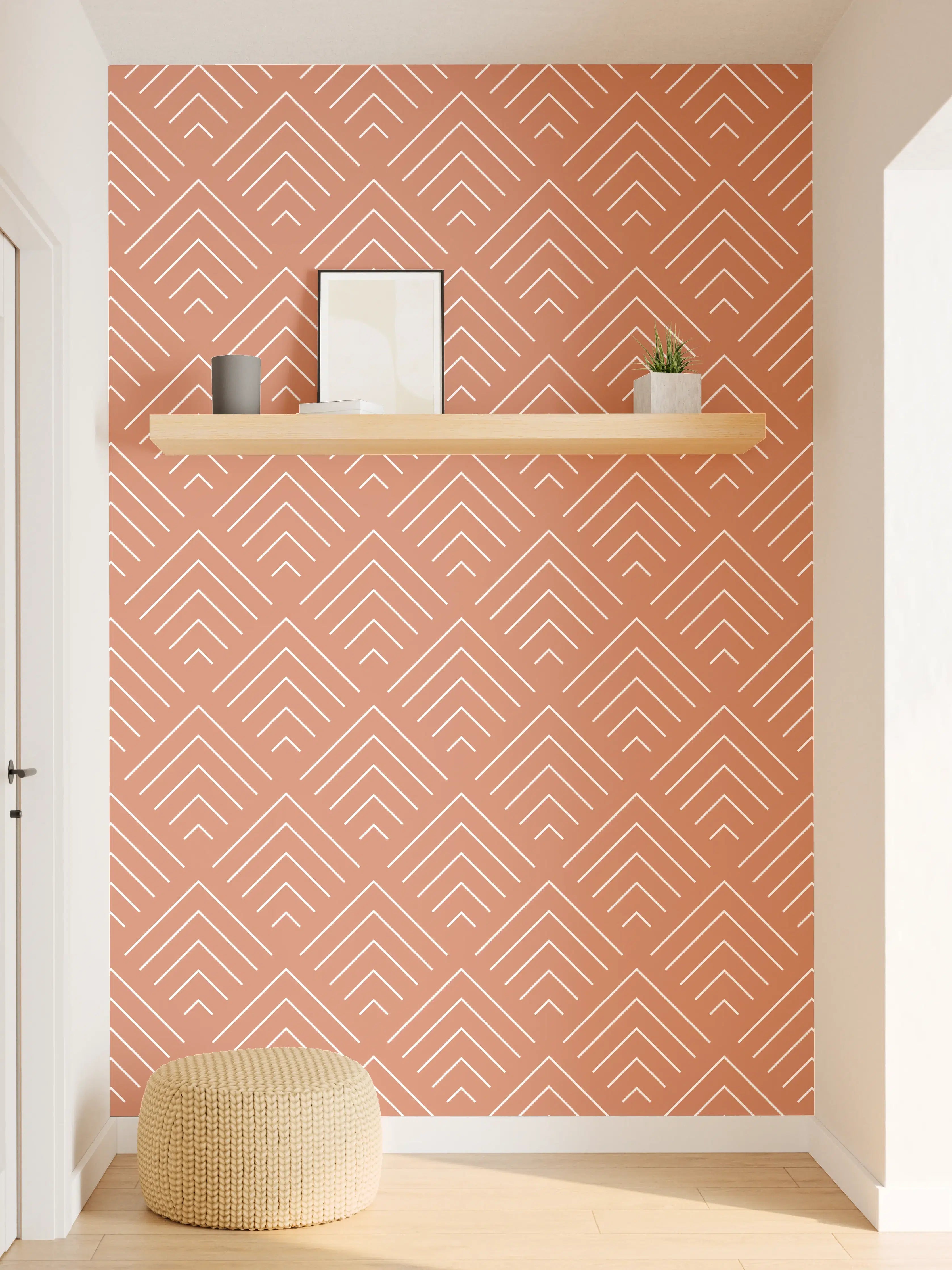 Wandverkleidung Flur - Matte kupferfarbene Fliese mit geometrischem Muster