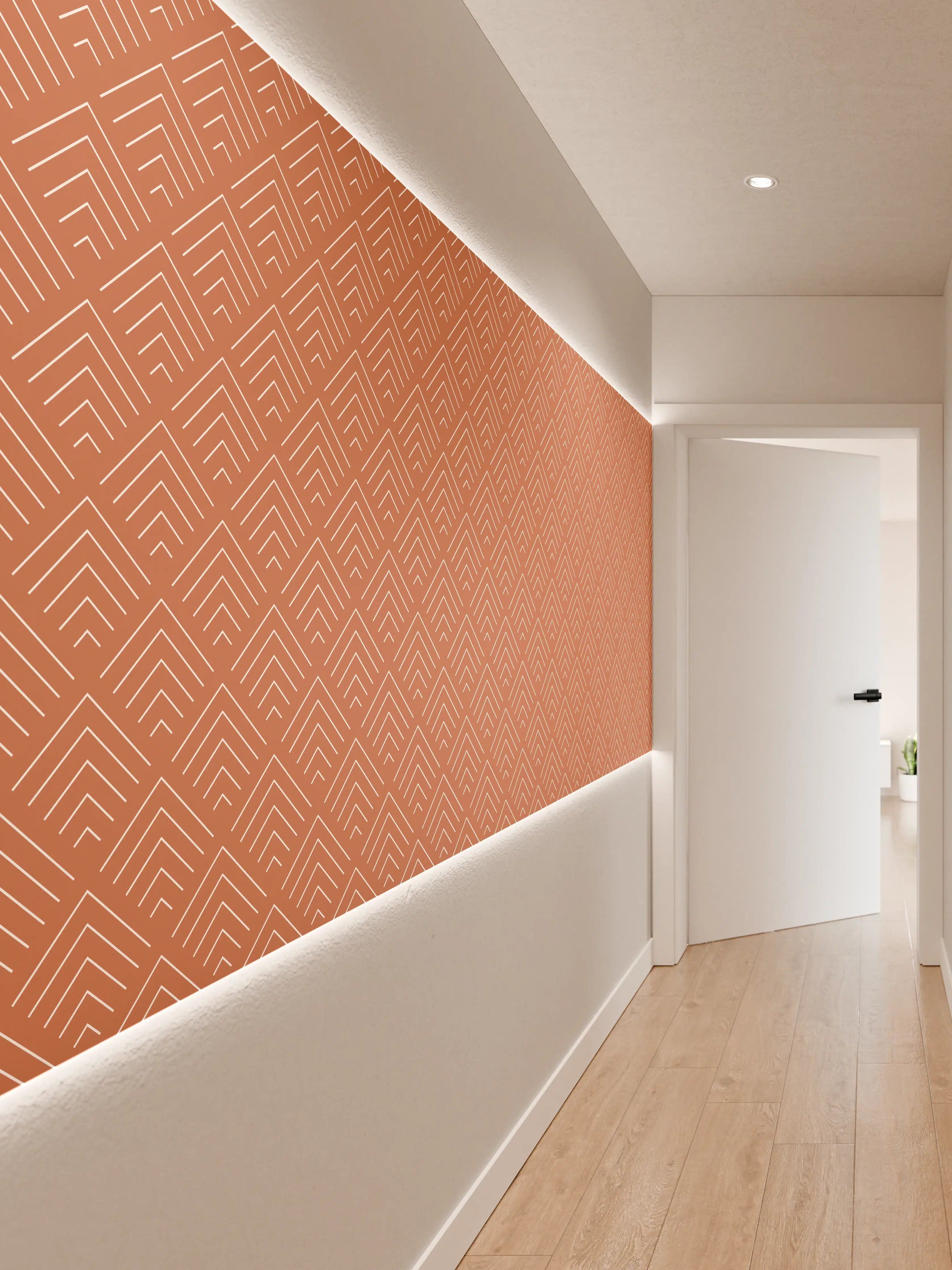 Wandverkleidung Flur - Matte kupferfarbene Fliese mit geometrischem Muster