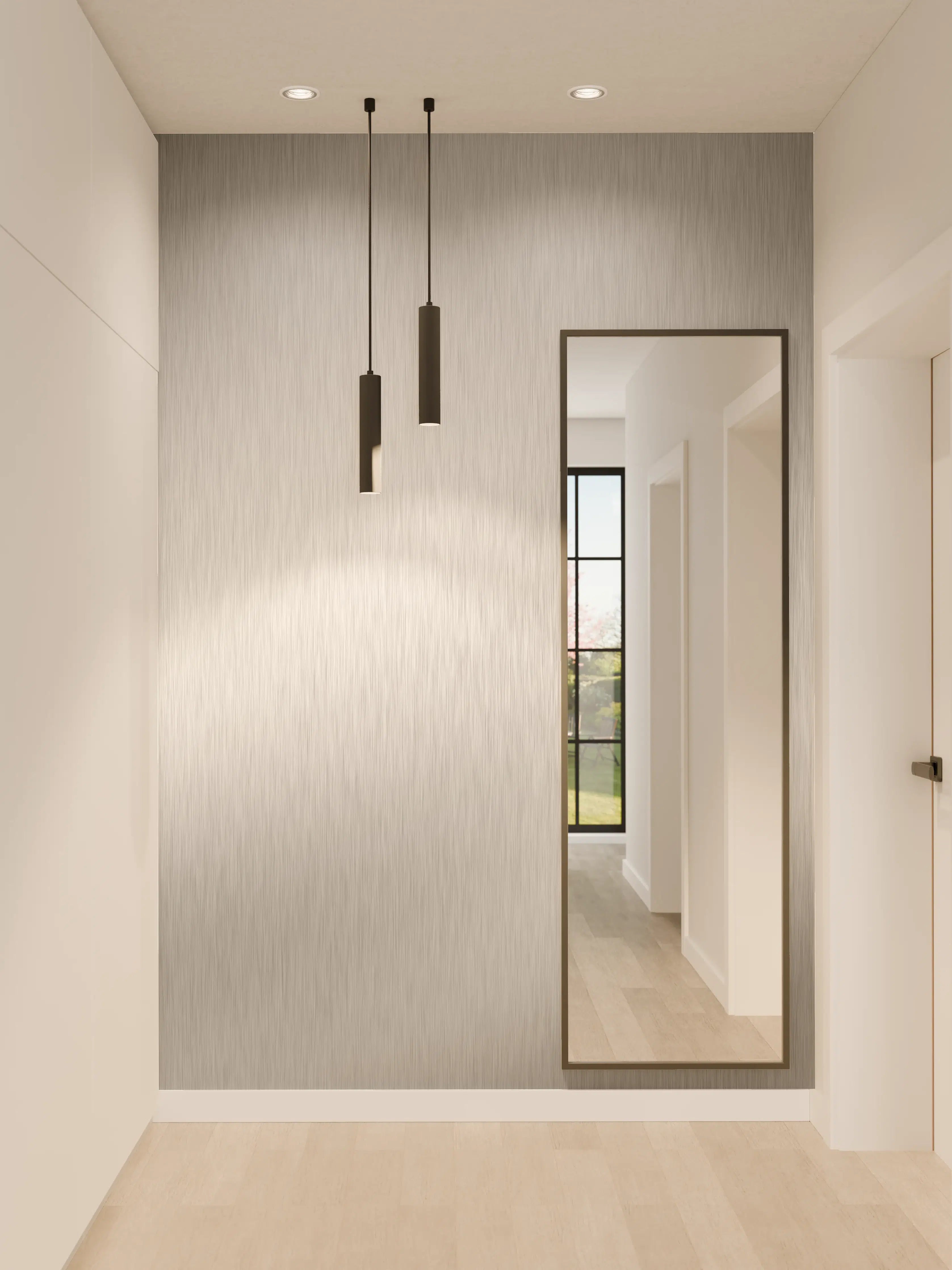 Wandverkleidung Flur - Metallische Oberflächenstruktur mit Silber- und Grau-Tönen