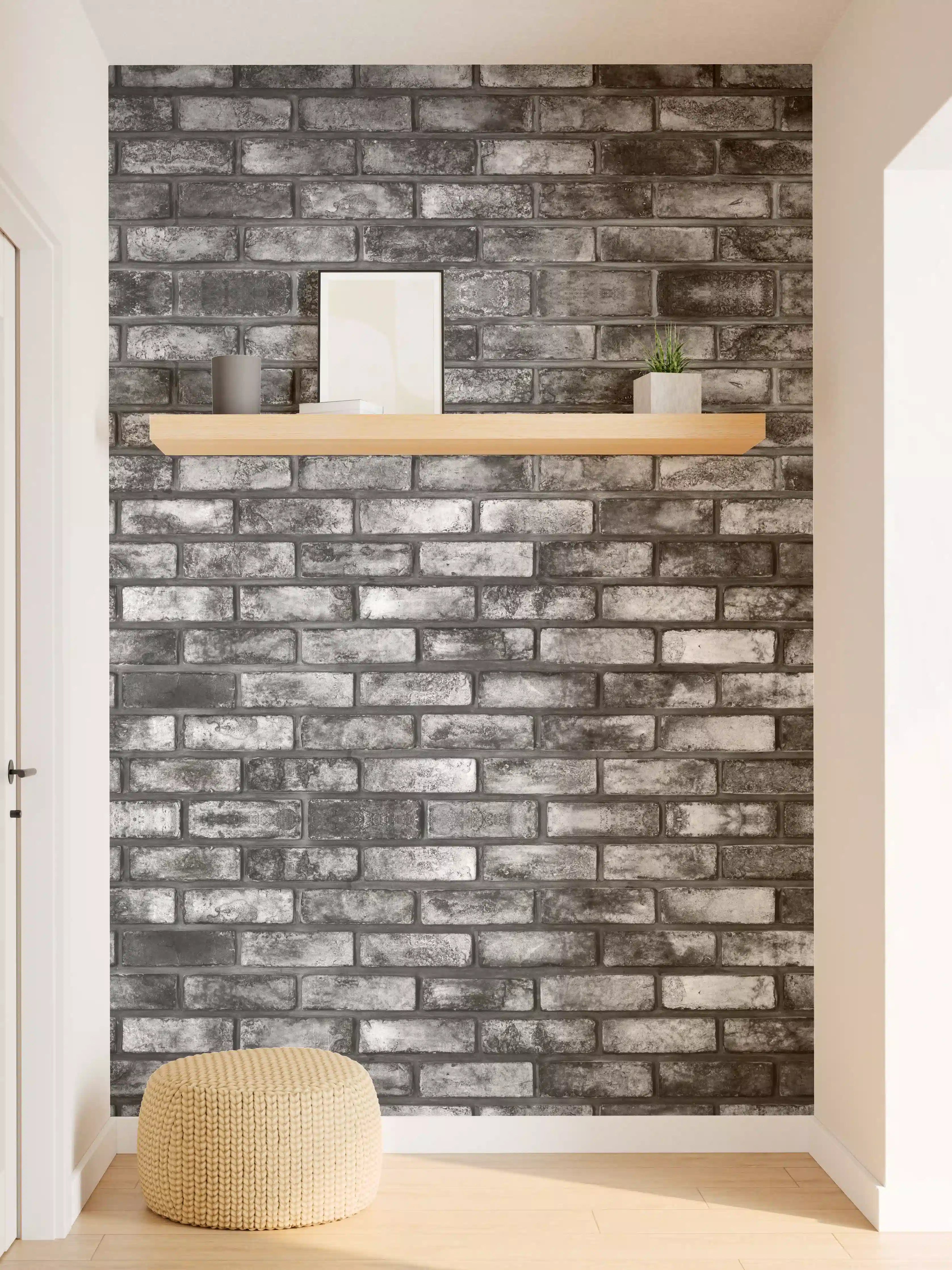 Wandverkleidung Flur - Metallische Steinstruktur