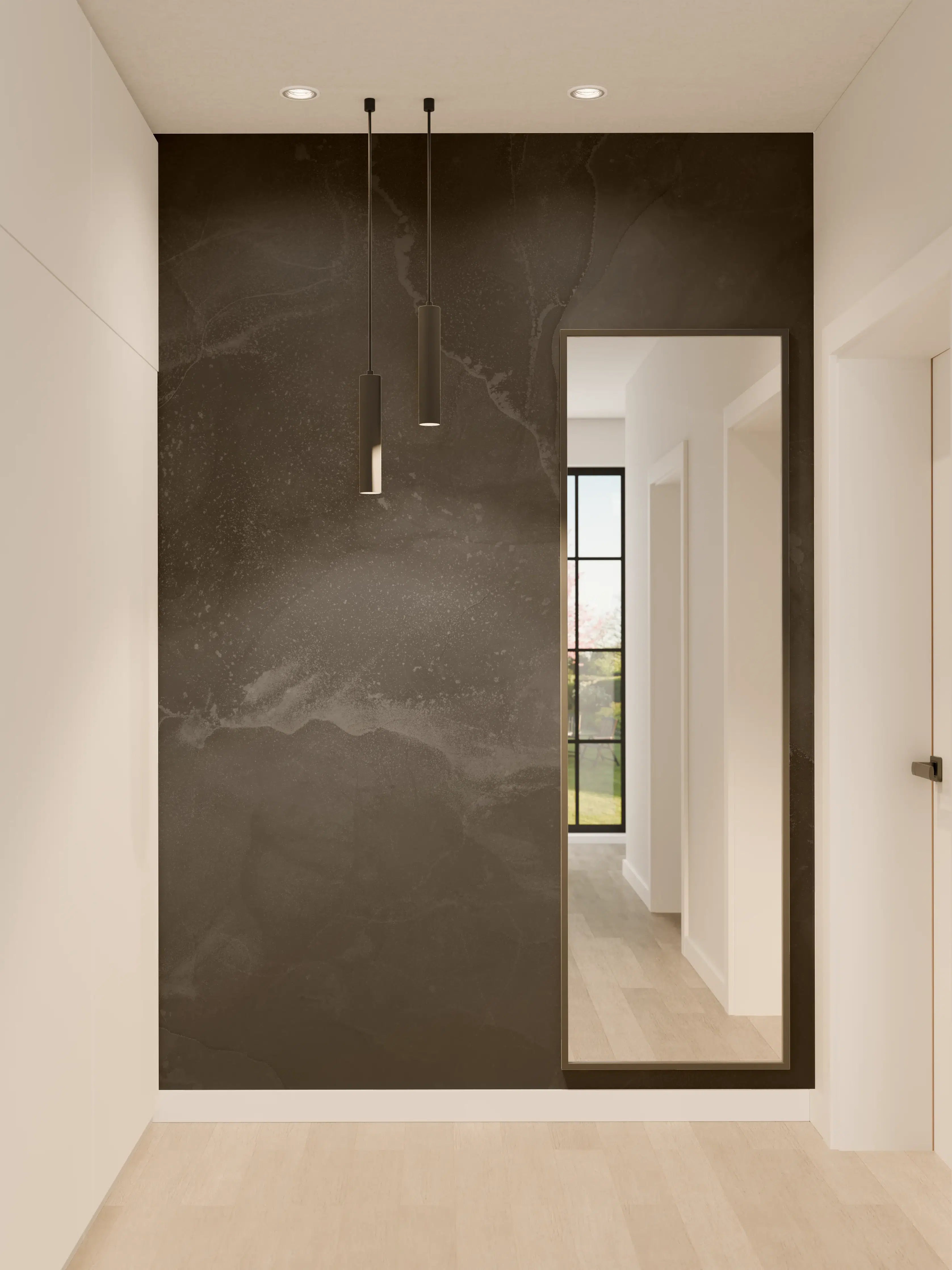 Wandverkleidung Flur - Modern grau-schwarzer Marmor