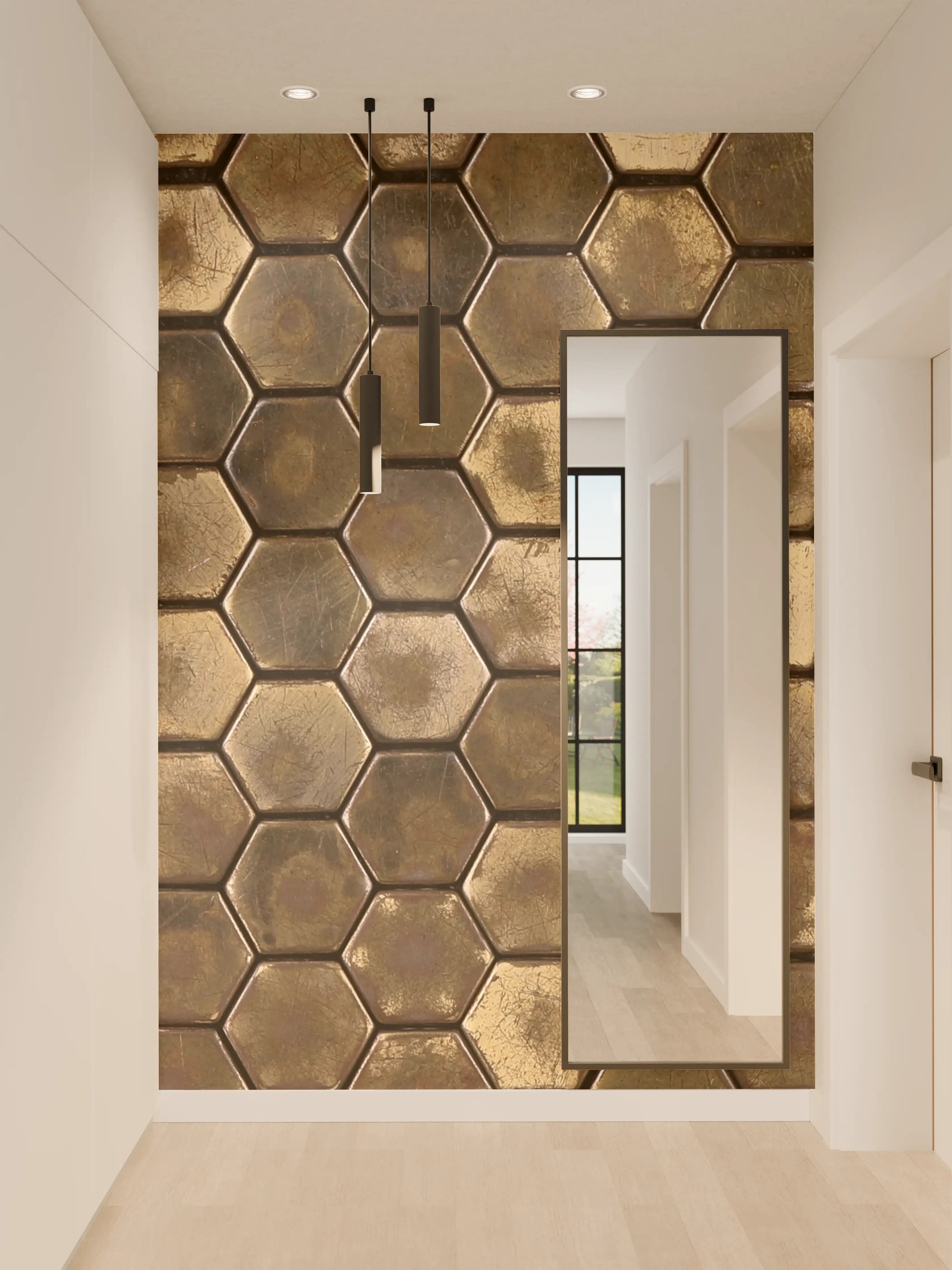 Wandverkleidung Flur - Moderne Fliesen mit Hexagon-Design