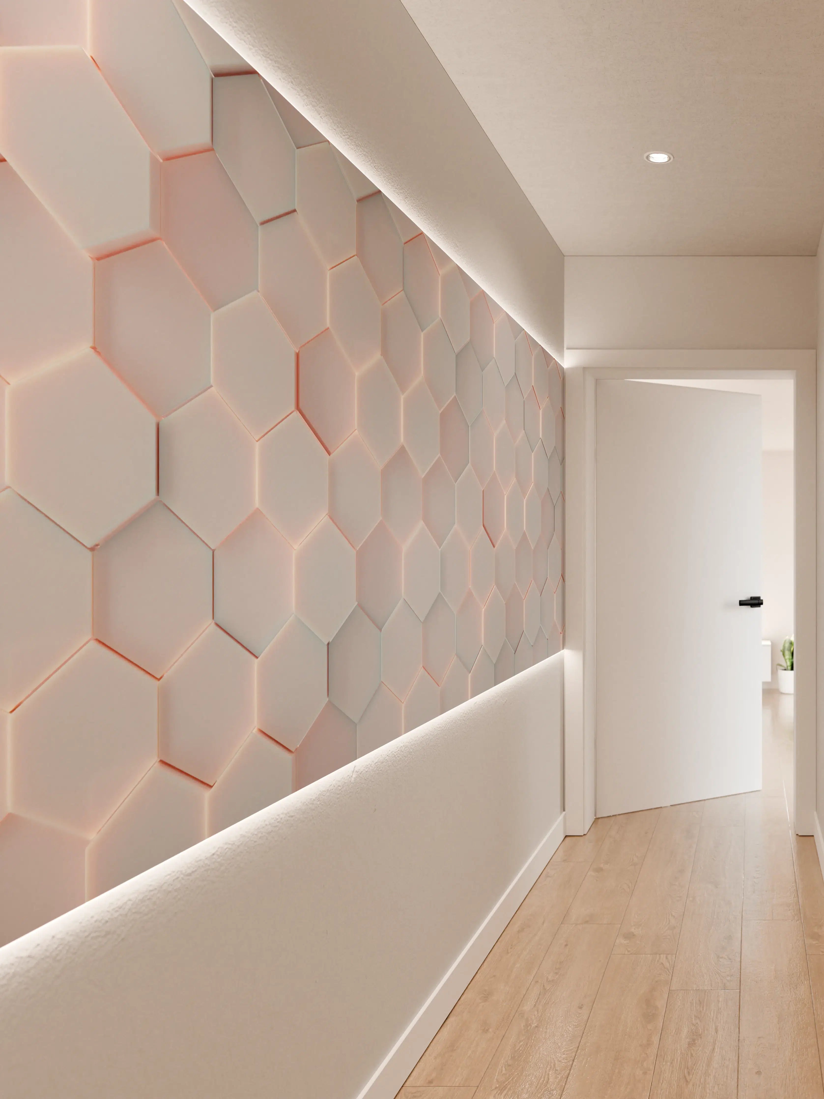 Wandverkleidung Flur - Moderne Hexagon-Fliesen in Pastellfarben