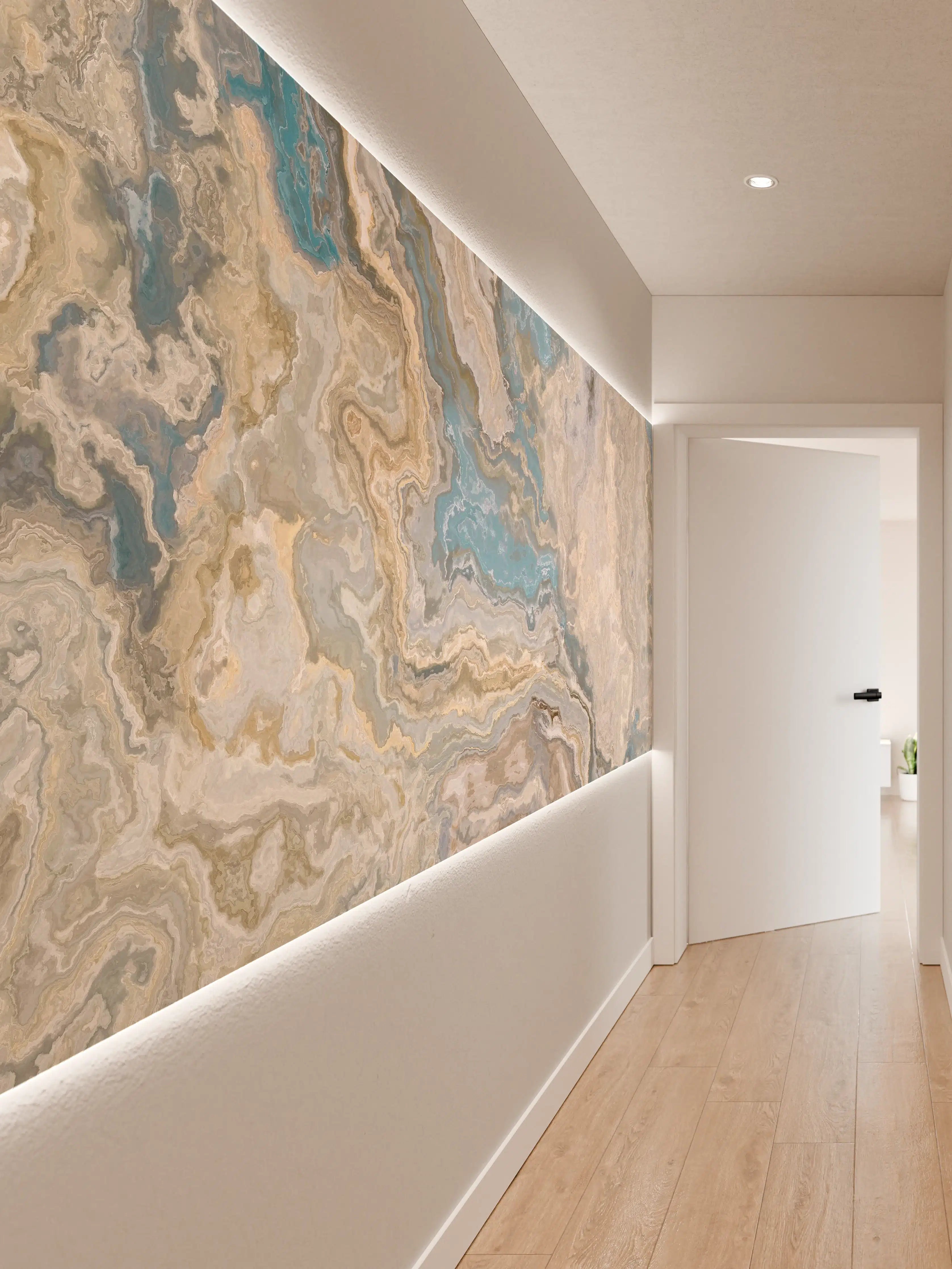 Wandverkleidung Flur - Moderne Marmor Optik Wandgestaltung