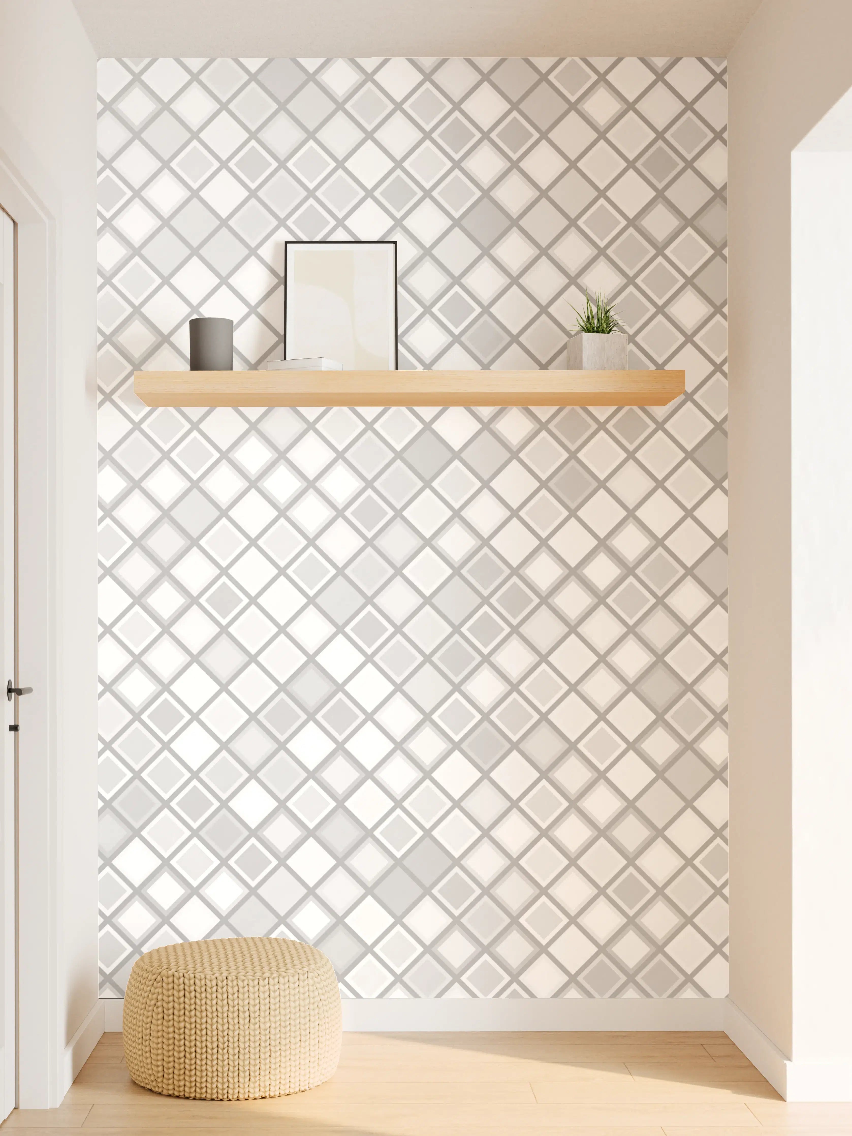 Wandverkleidung Flur - Moderne Mosaikfliese with Grau- und Weißtönen