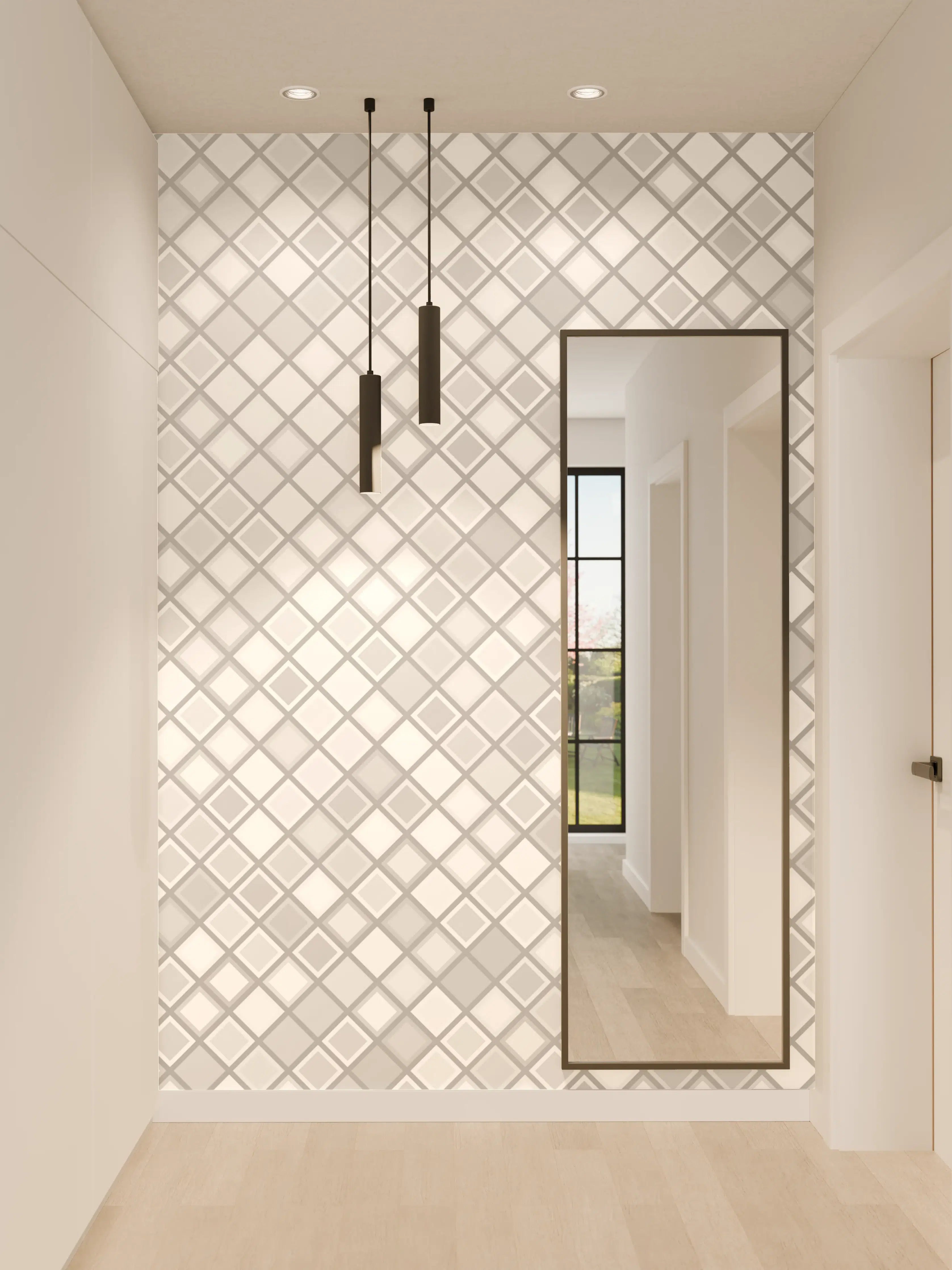 Wandverkleidung Flur - Moderne Mosaikfliese with Grau- und Weißtönen