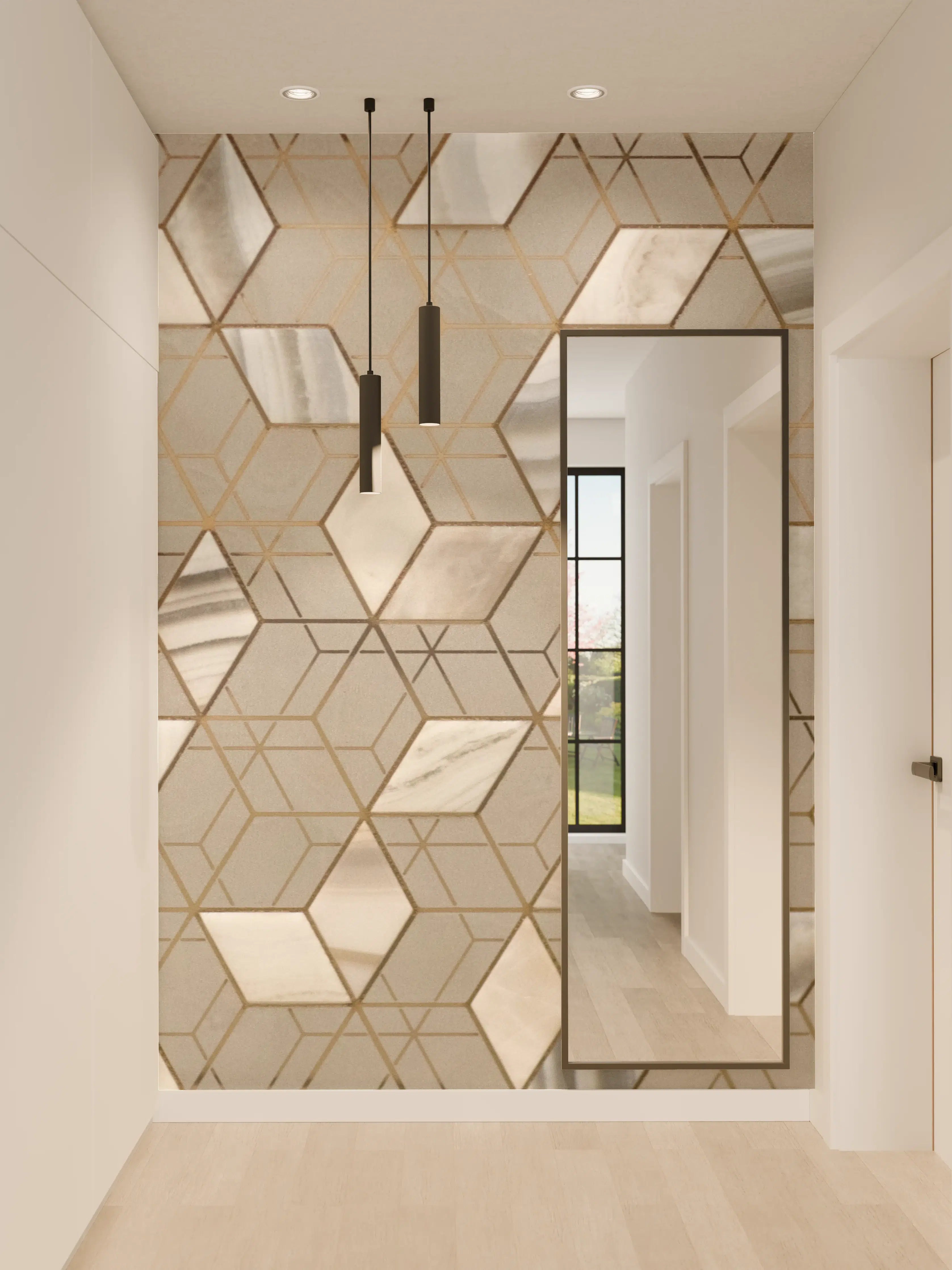 Wandverkleidung Flur - Moderne Mosaikfliesen im neutralen Design
