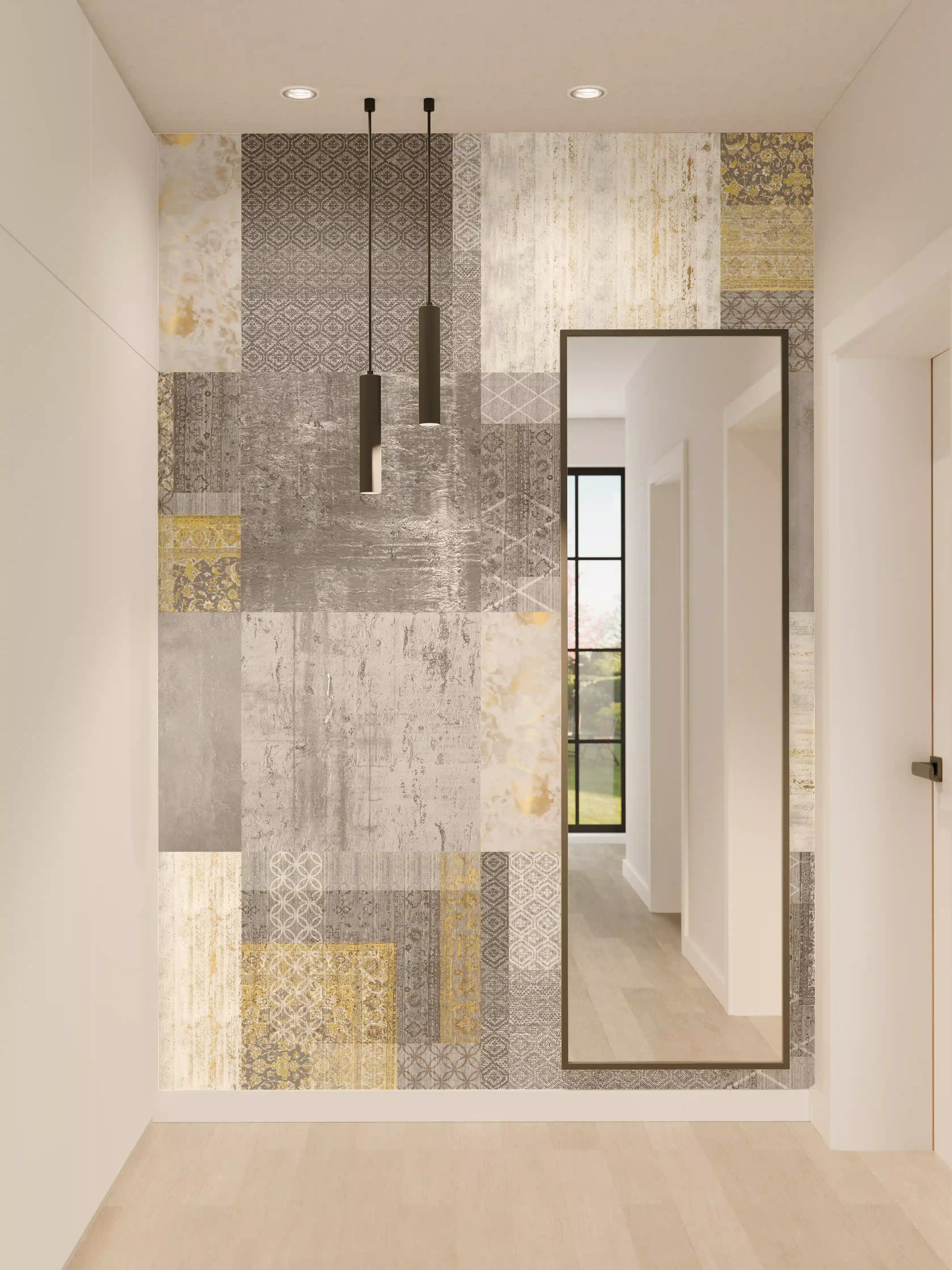 Wandverkleidung Flur - Moderne Patchwork-Optik Wanddekoration