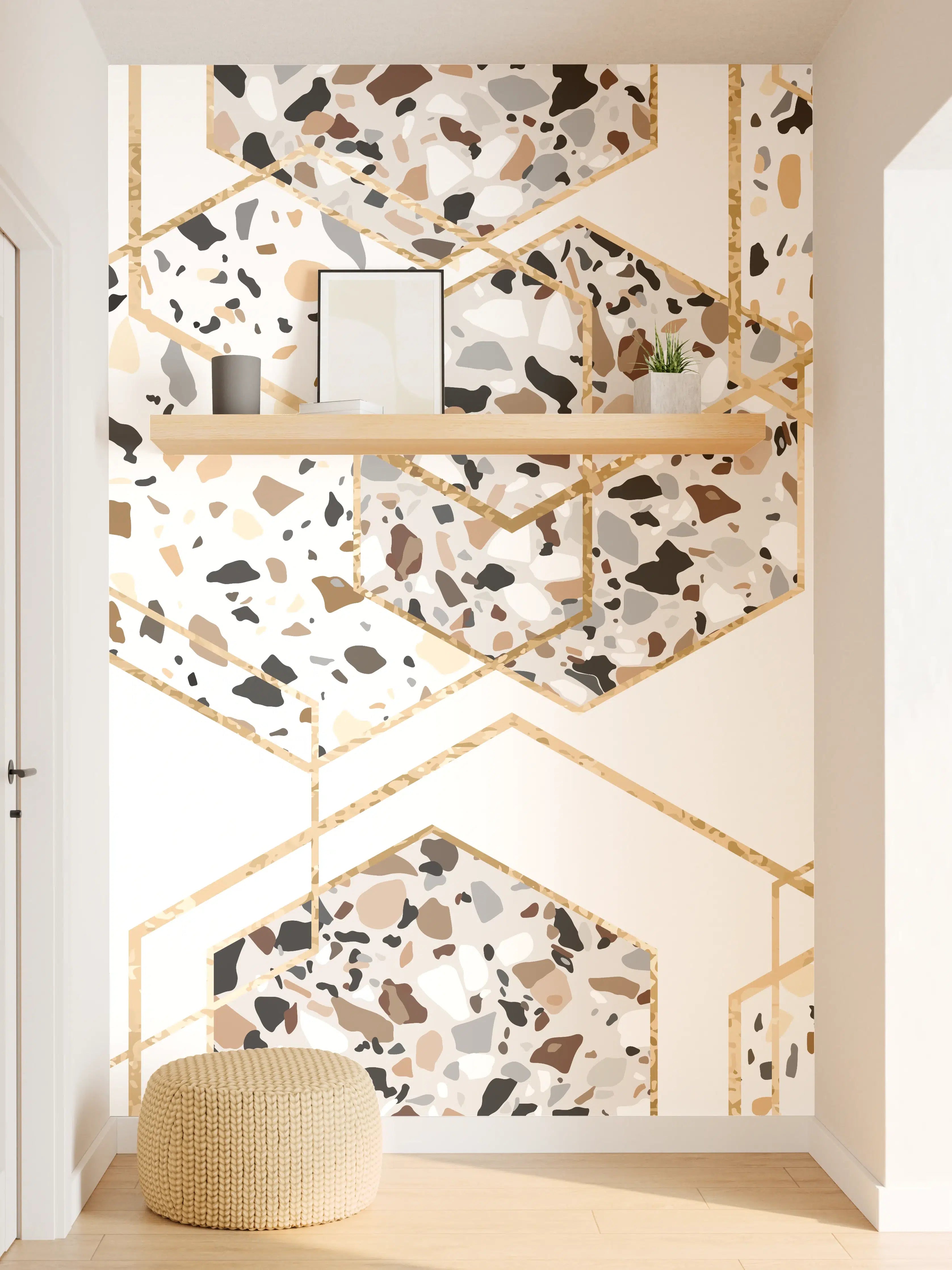 Wandverkleidung Flur - Moderne Terrazzo-Optik Wandgestaltung