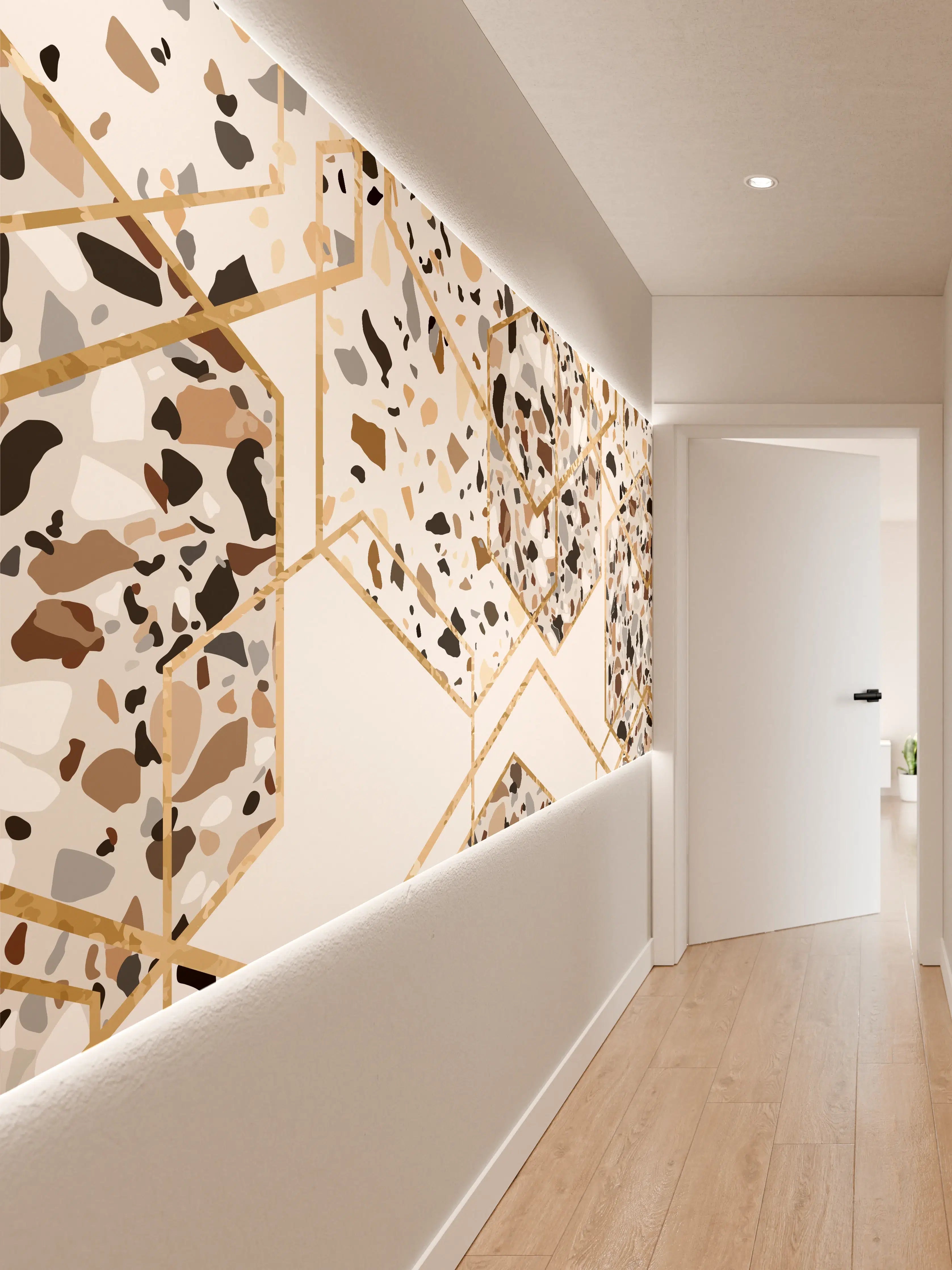 Wandverkleidung Flur - Moderne Terrazzo-Optik Wandgestaltung