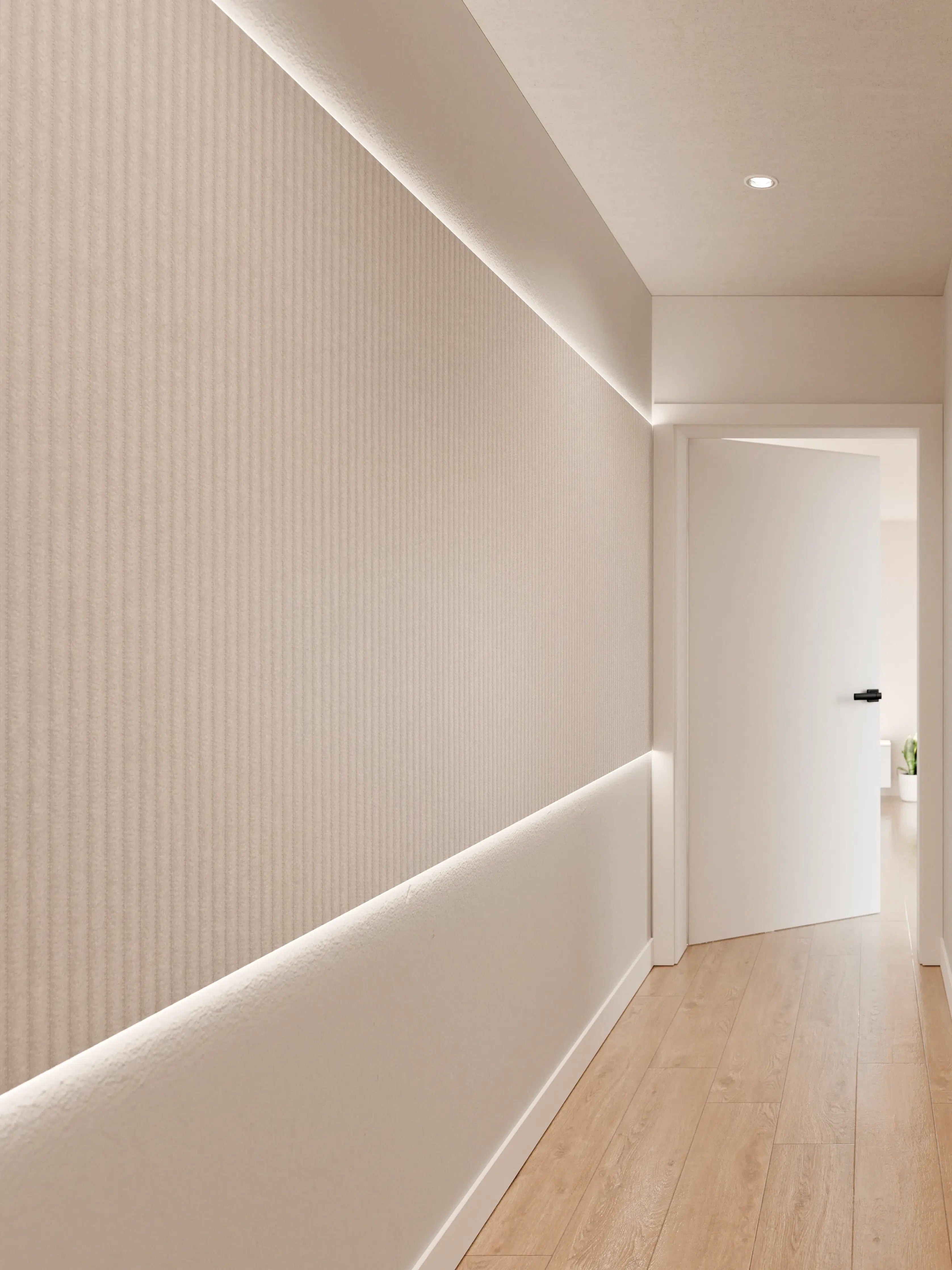 Wandverkleidung Flur - Moderne Textur in Hellgrau