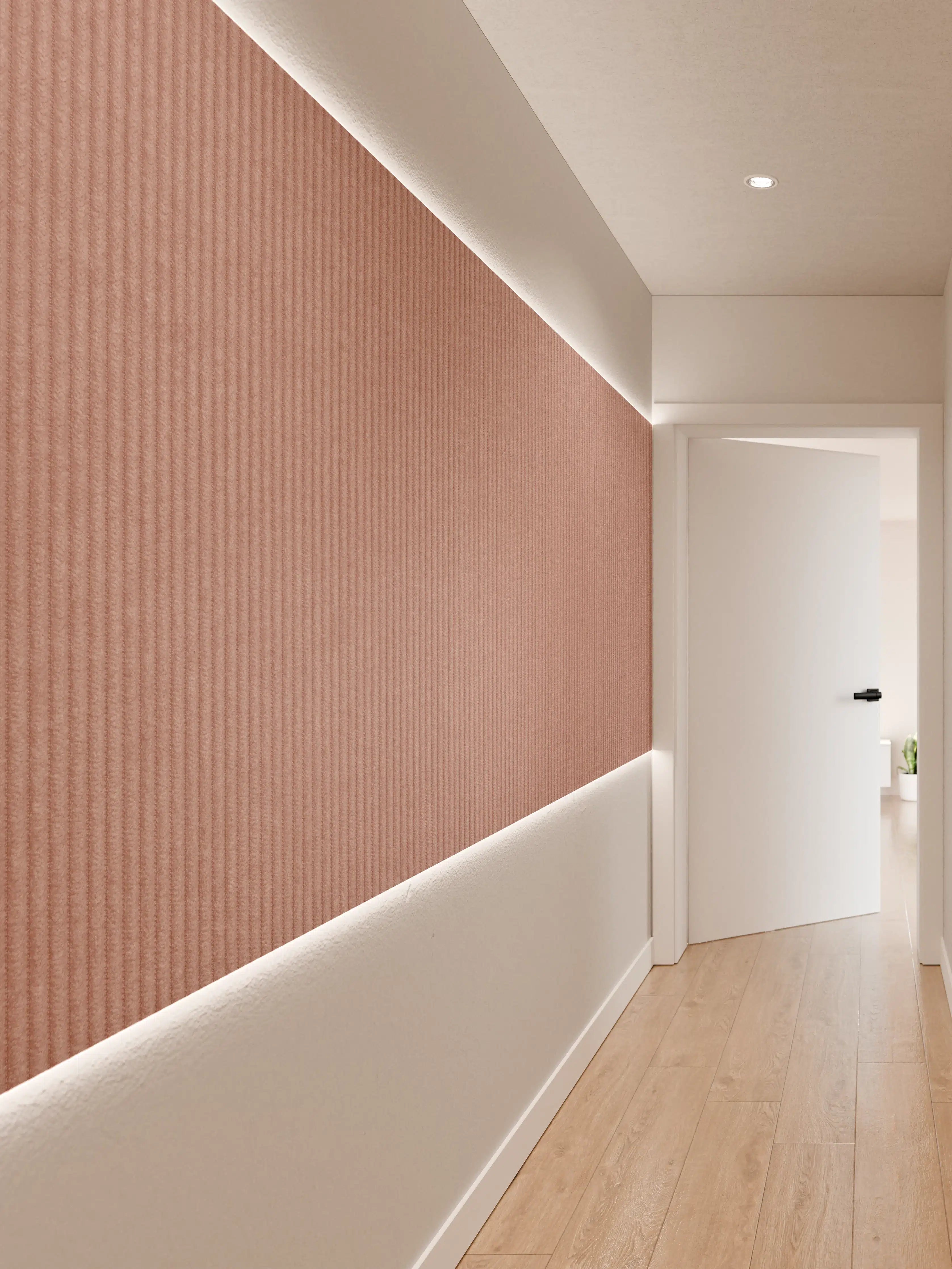 Wandverkleidung Flur - Moderne Textur in Pastellrosé