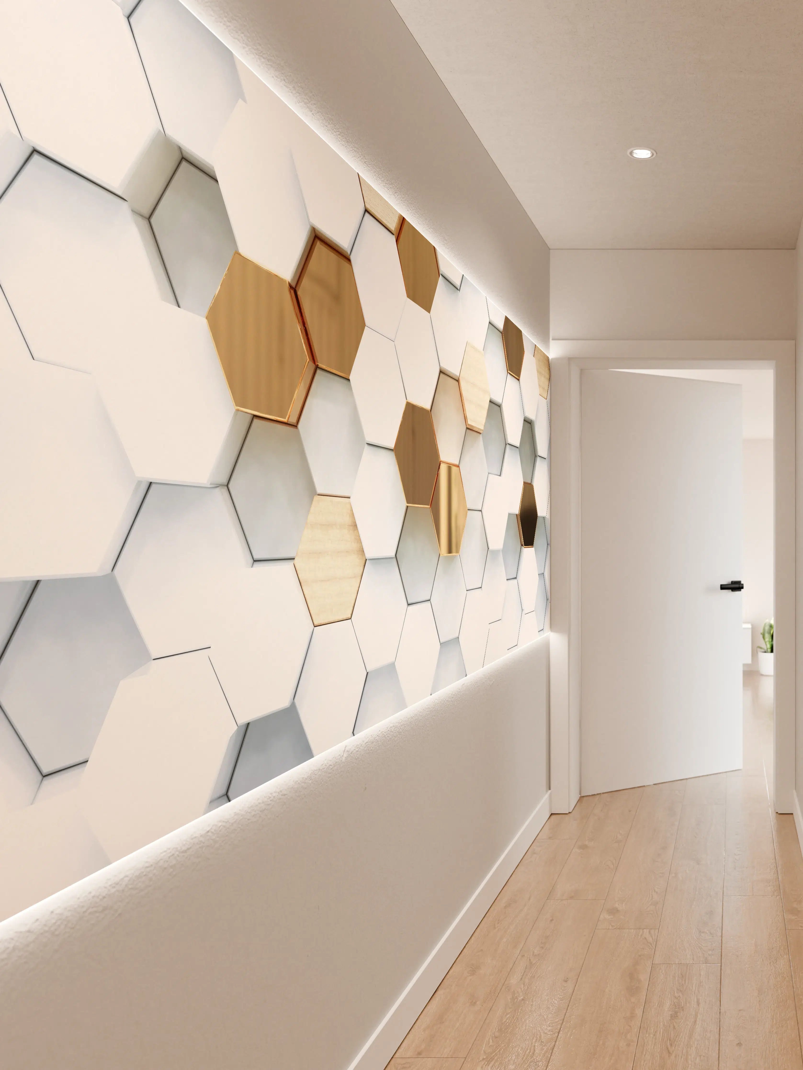 Wandverkleidung Flur - Moderne Wanddekoration mit Holz- und Weiß-Elementen