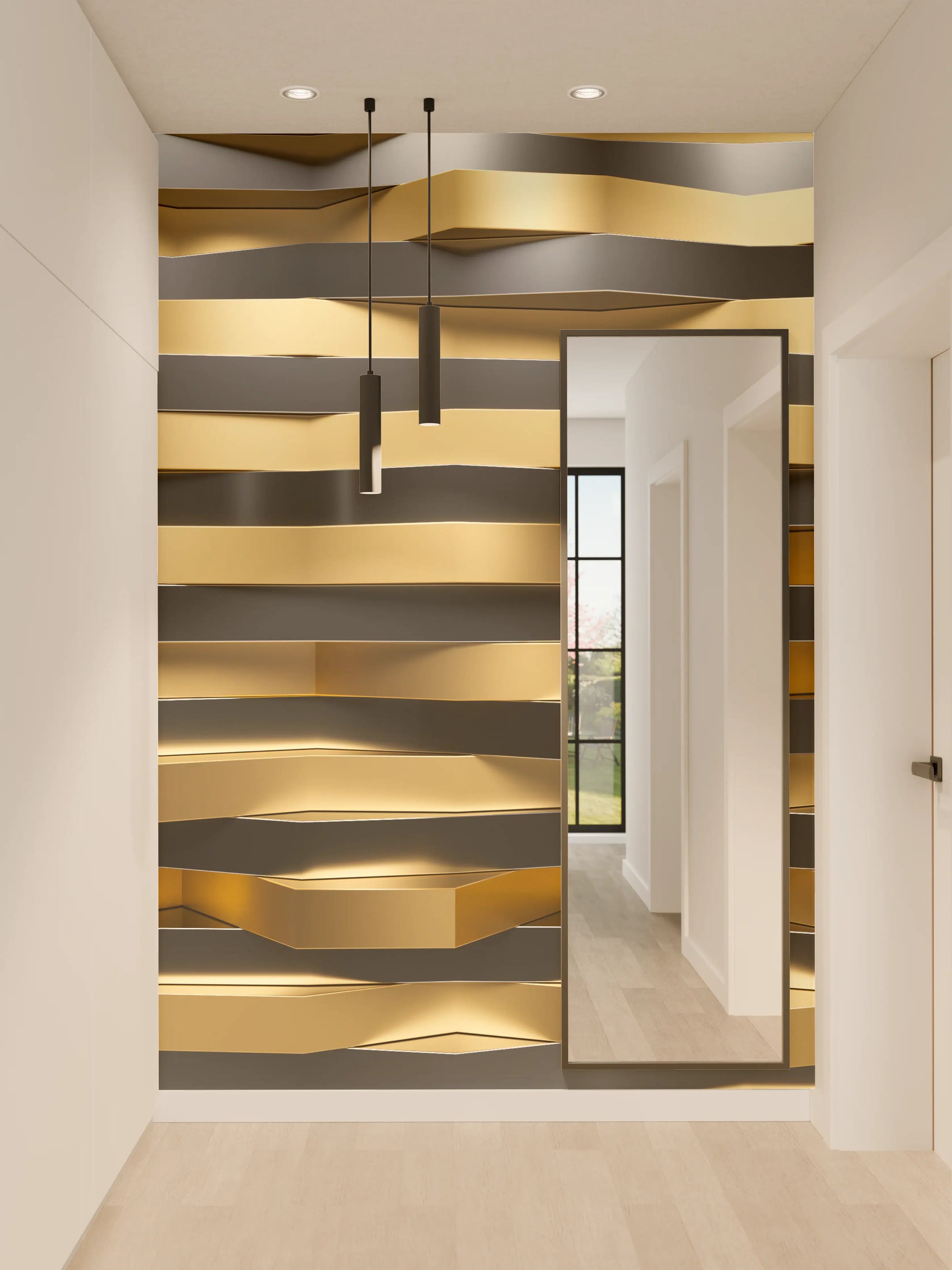 Wandverkleidung Flur - Moderne Wanddekoration mit goldenen Akzenten