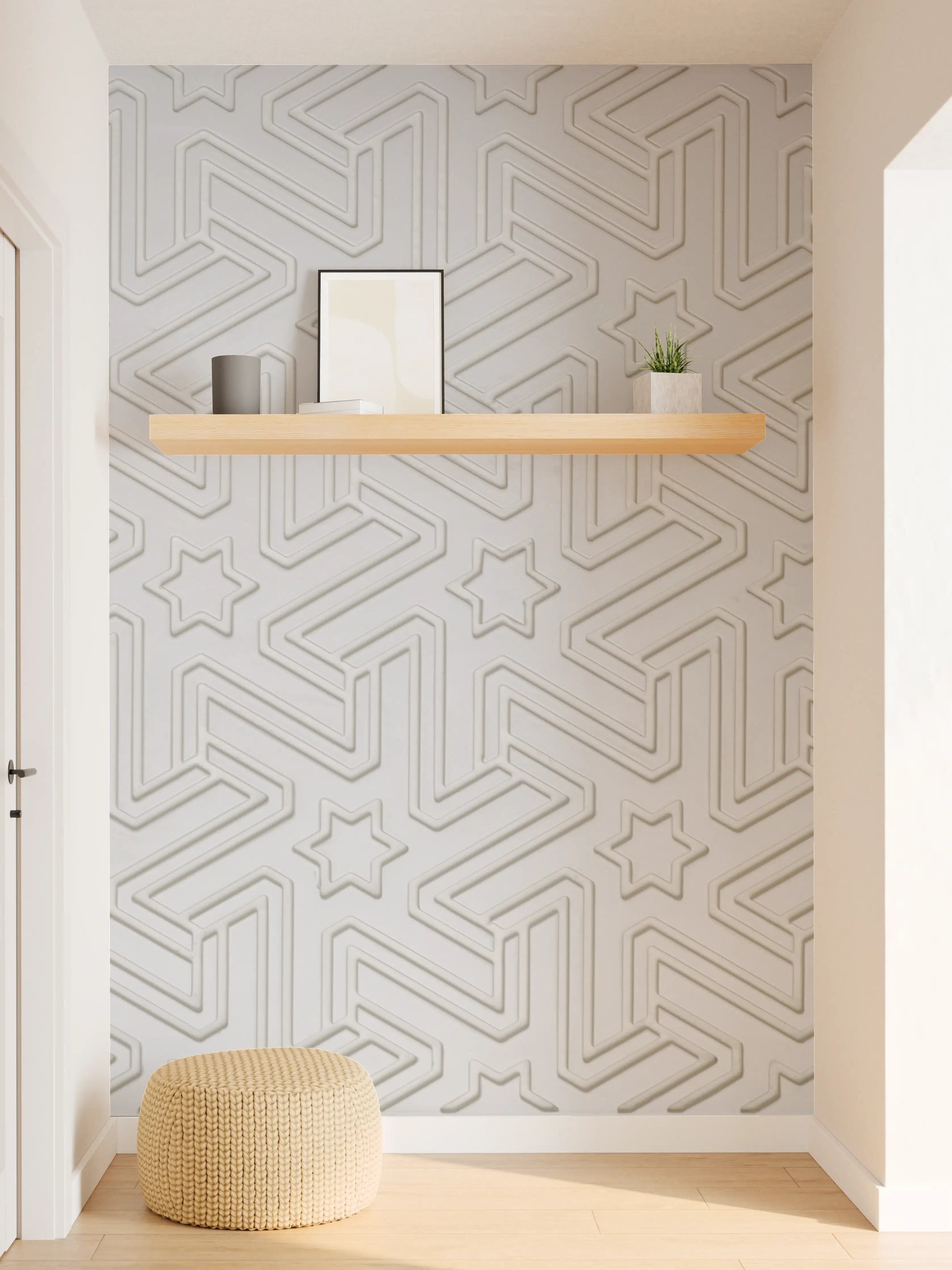 Wandverkleidung Flur - Moderne Wandgestaltung in Grau mit grafischem Muster