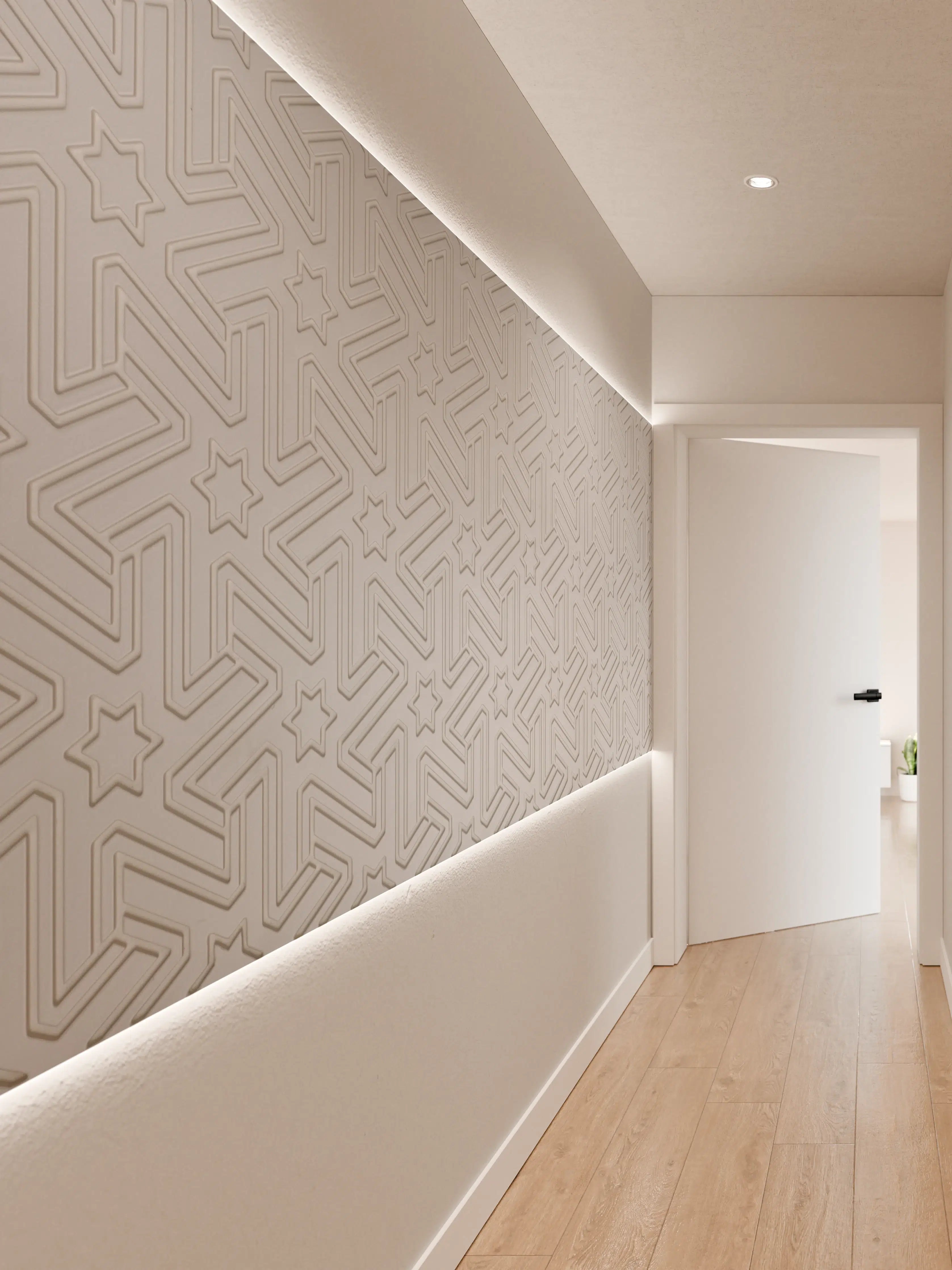 Wandverkleidung Flur - Moderne Wandgestaltung in Grau mit grafischem Muster