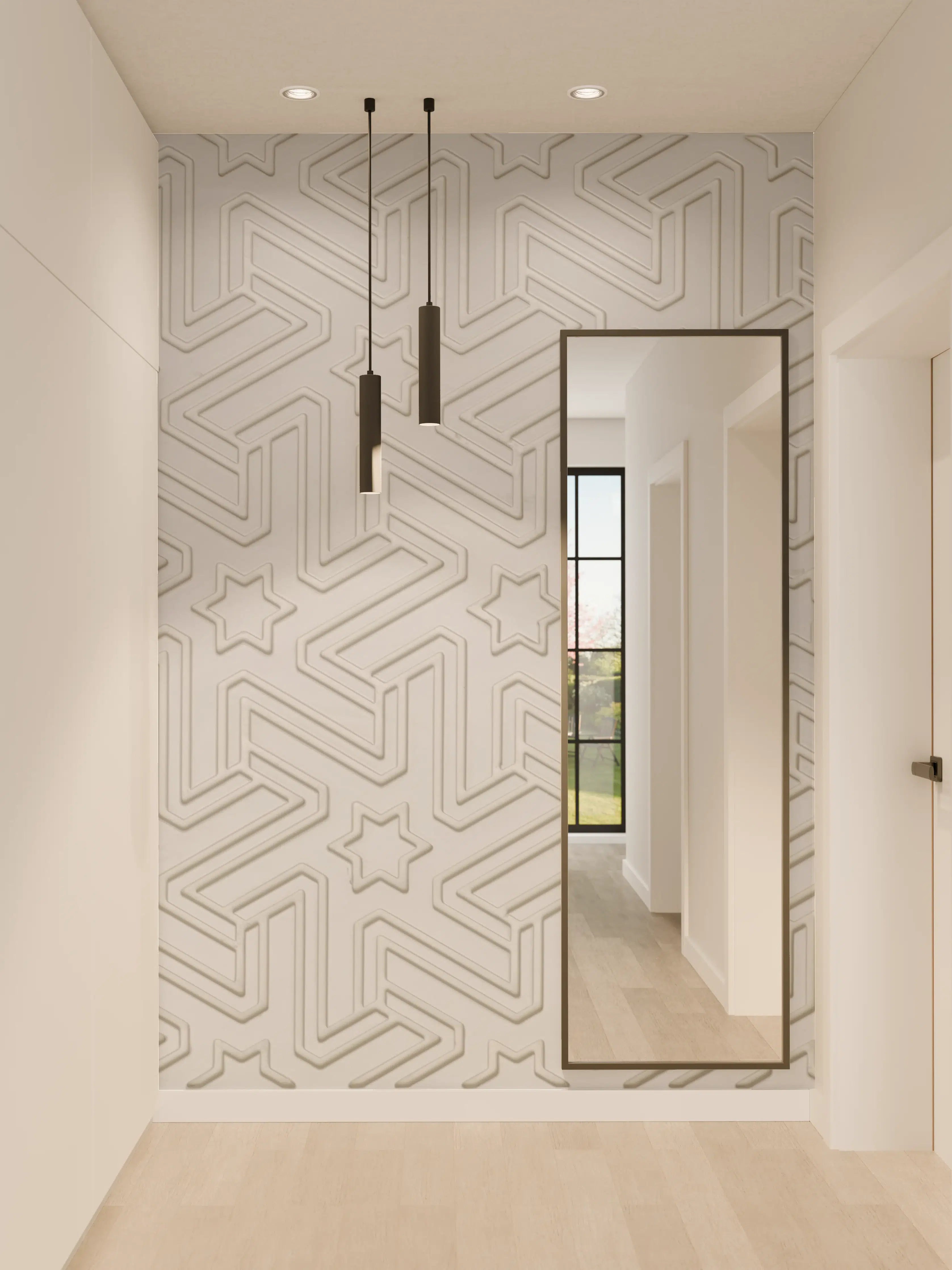 Wandverkleidung Flur - Moderne Wandgestaltung in Grau mit grafischem Muster