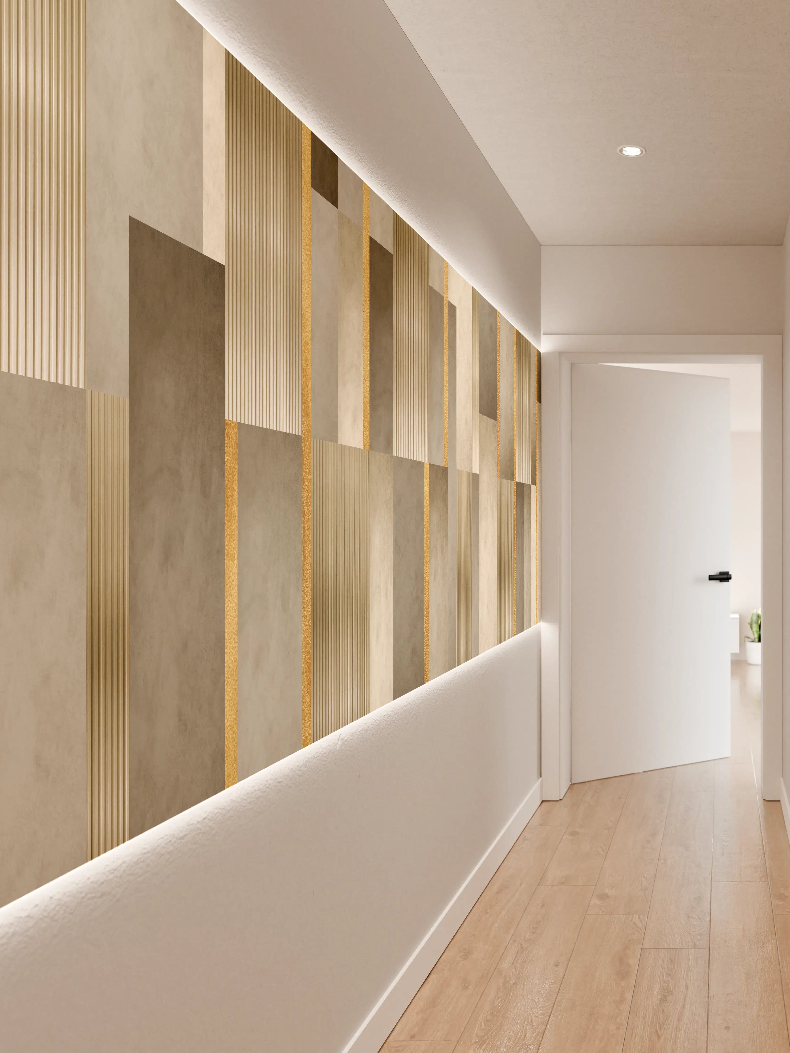 Wandverkleidung Flur - Moderne Wandgestaltung mit Beton- und Metallic-Elementen