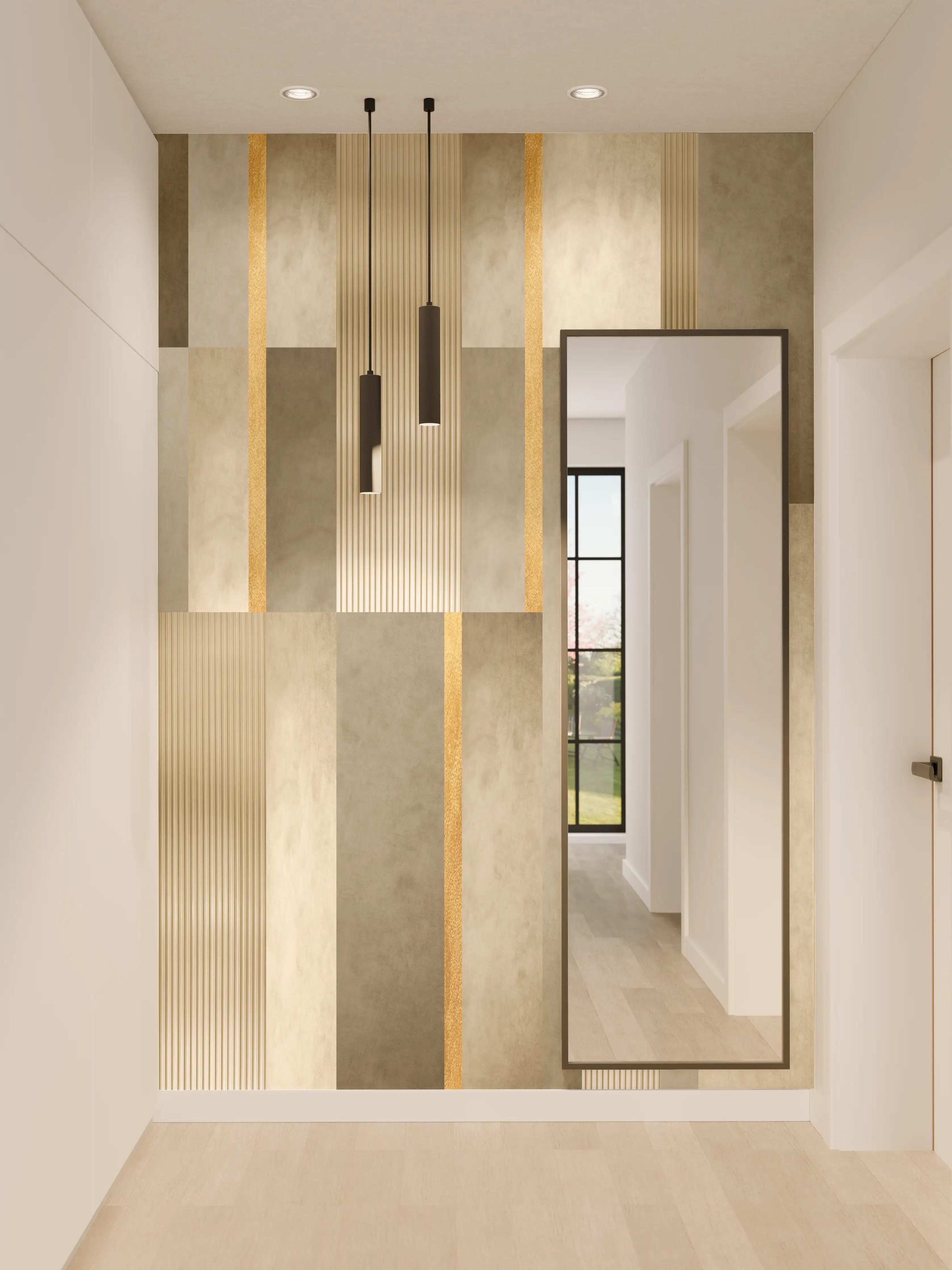 Wandverkleidung Flur - Moderne Wandgestaltung mit Beton- und Metallic-Elementen