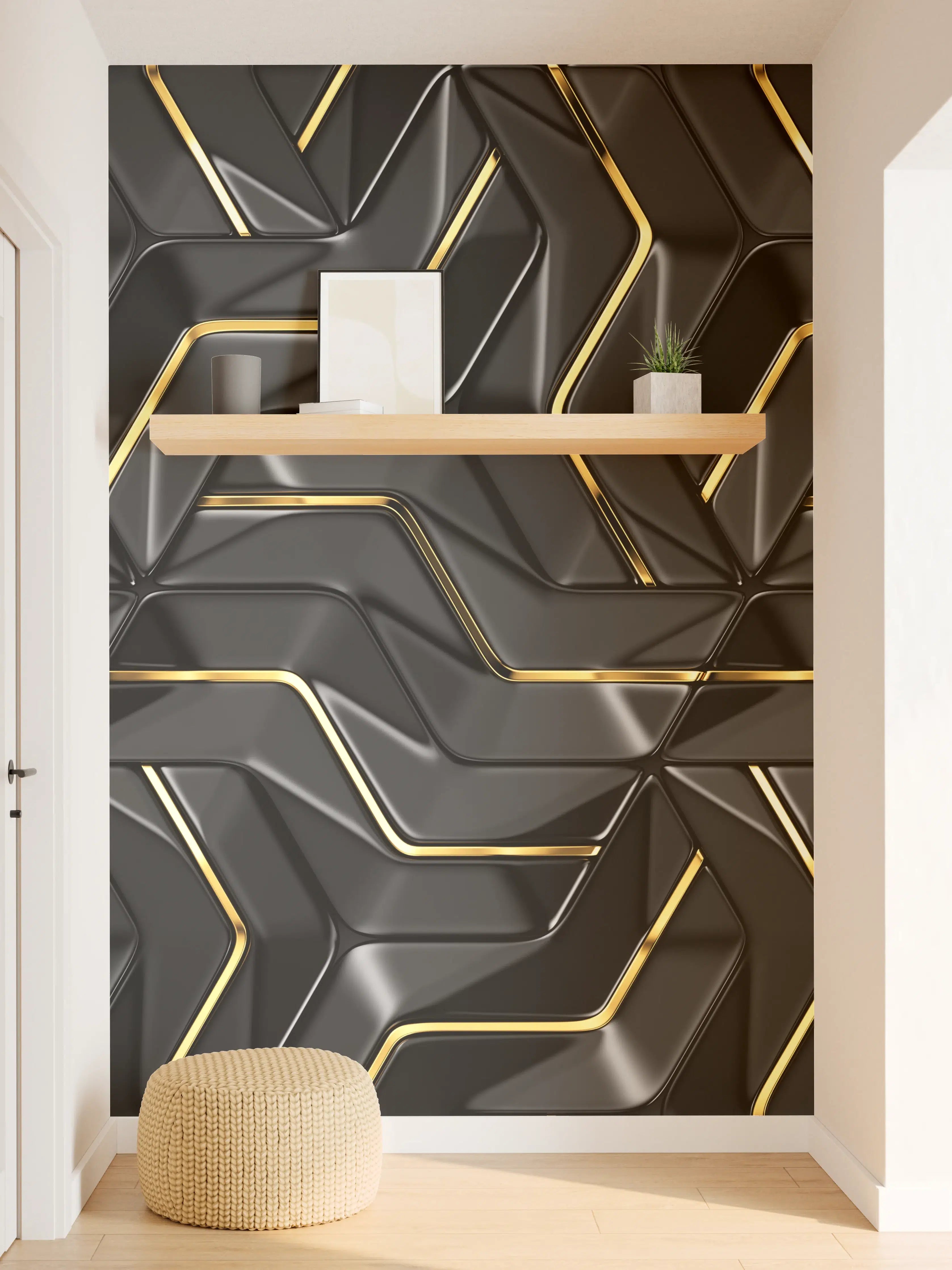 Wandverkleidung Flur - Moderne Wandtextur - schwarz-gold