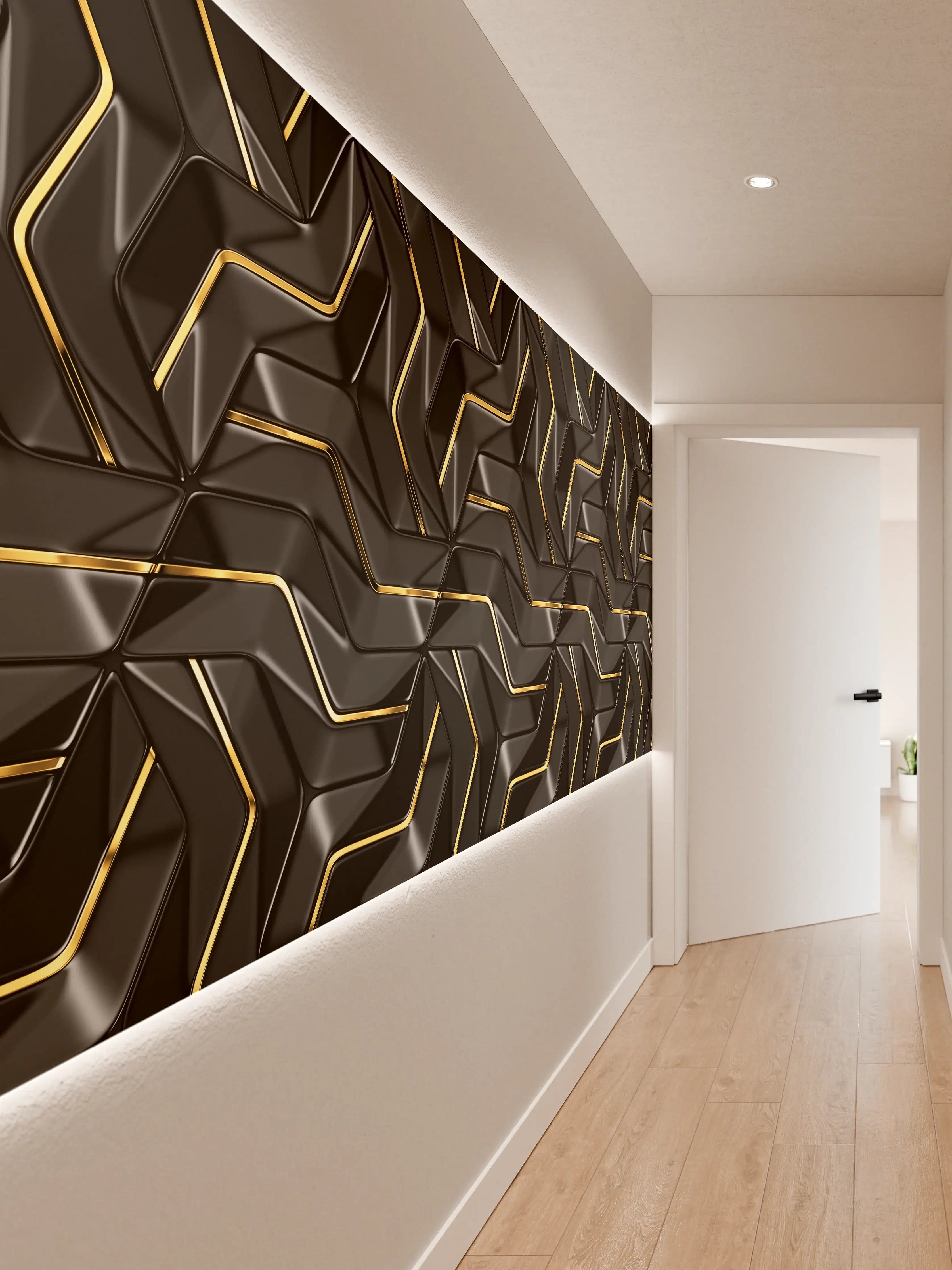 Wandverkleidung Flur - Moderne Wandtextur - schwarz-gold