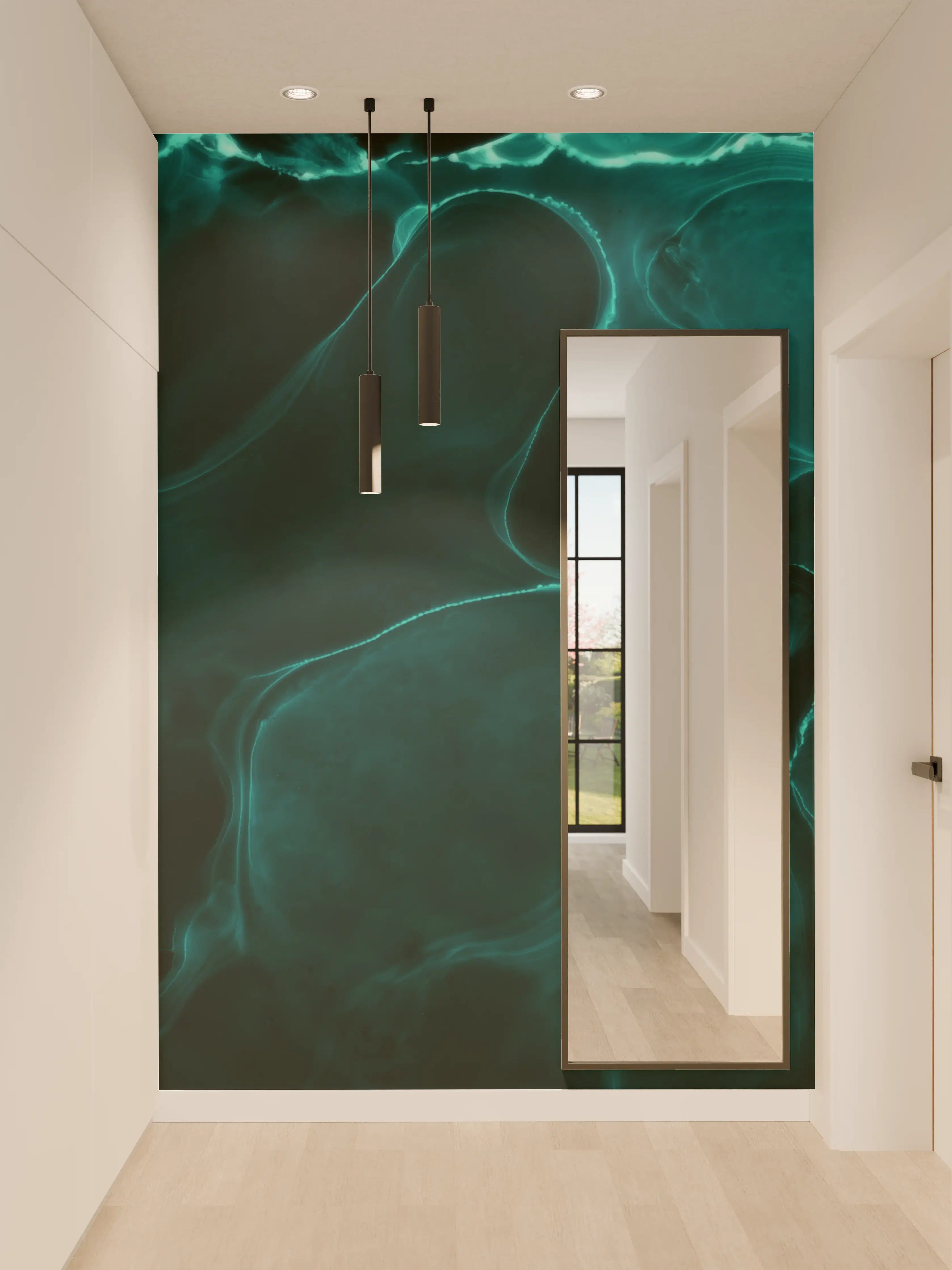 Wandverkleidung Flur - Moderne Wasser- und Lichtkomposition