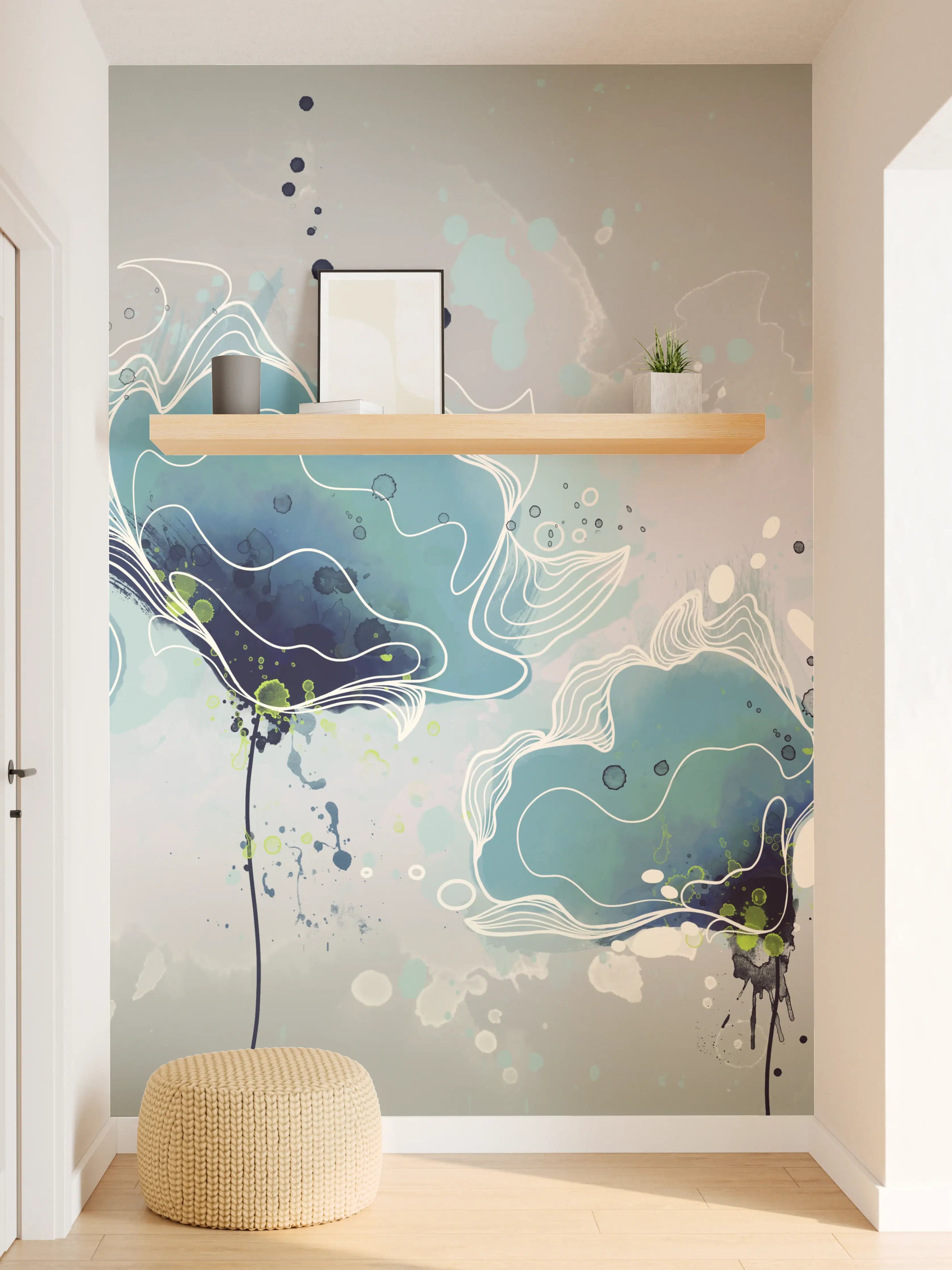 Wandverkleidung Flur - Moderne abstrakte Blumenwanddekoration