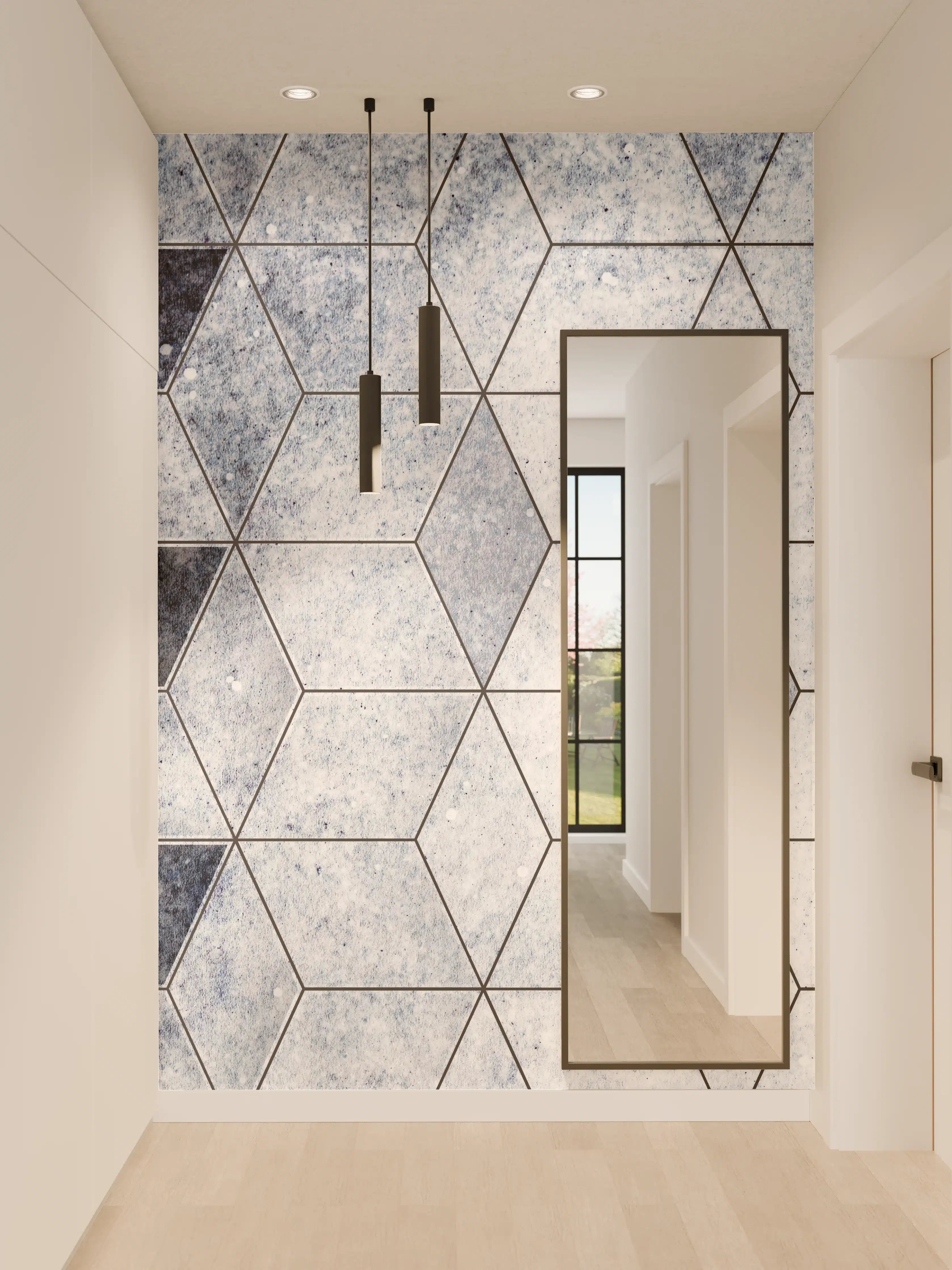 Wandverkleidung Flur - Moderne geometrische Fliesen im Vintage-Stil